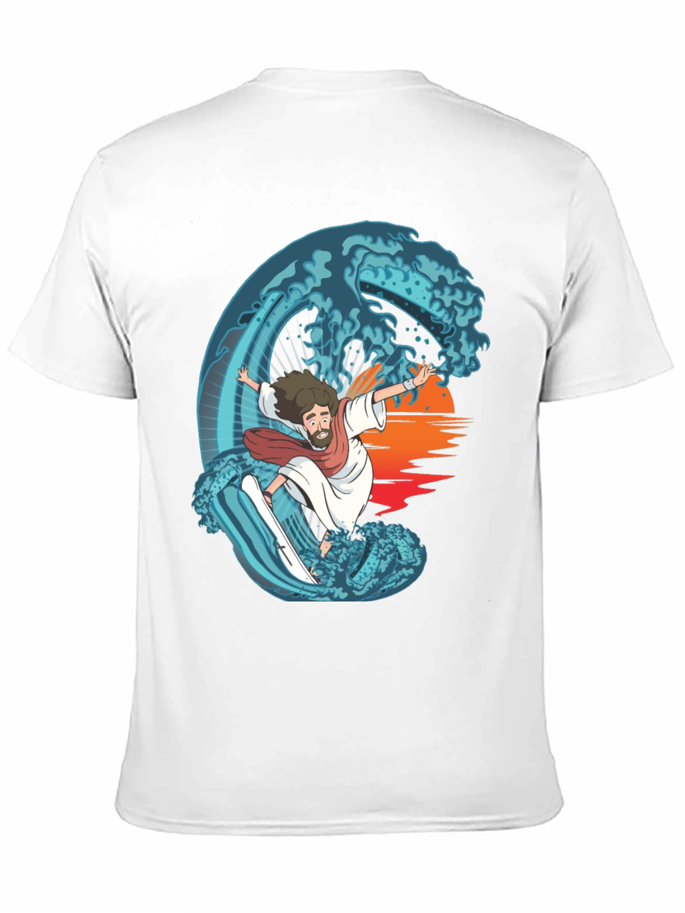 Surfing Jesus Graphic Tee - Ride the Wave!