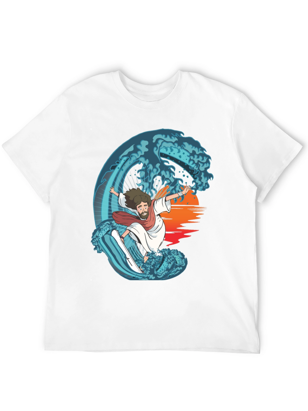 Surfing Jesus Graphic Tee - Ride the Wave!