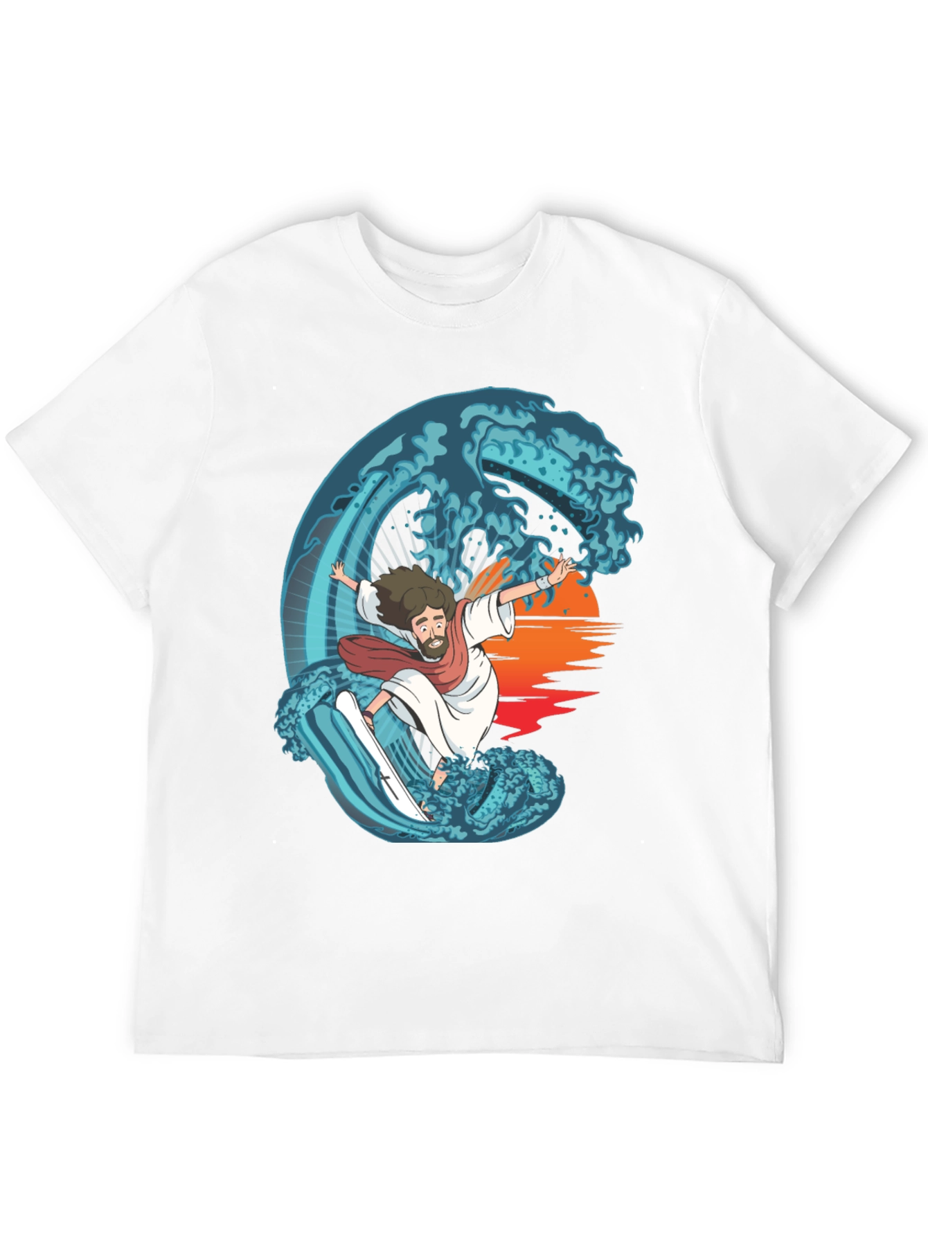 Surfing Jesus Graphic Tee - Ride the Wave!