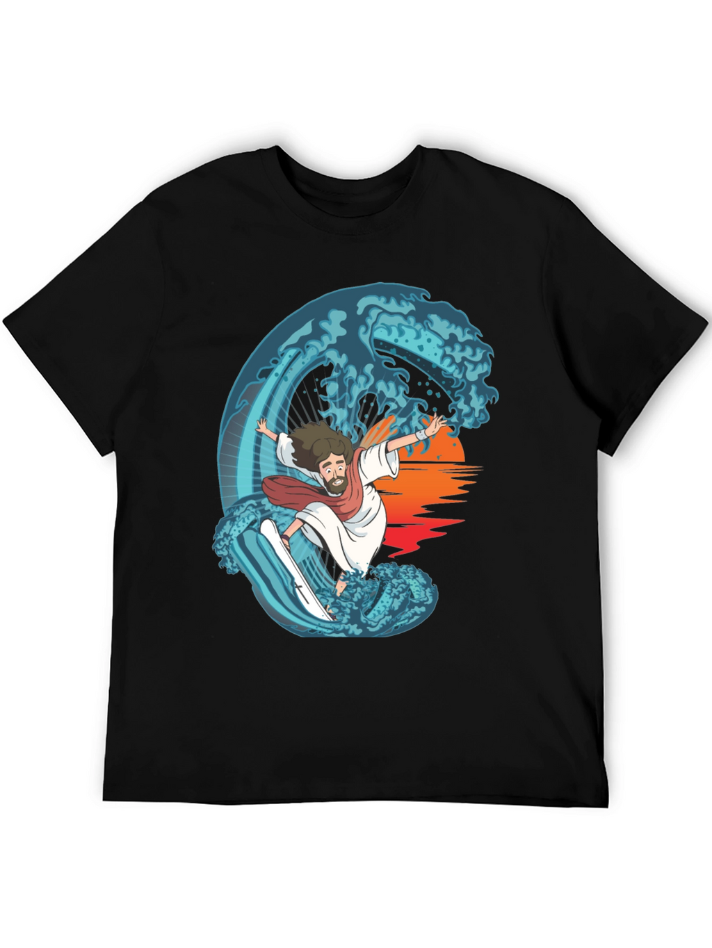 Surfing Jesus Graphic Tee - Ride the Wave!