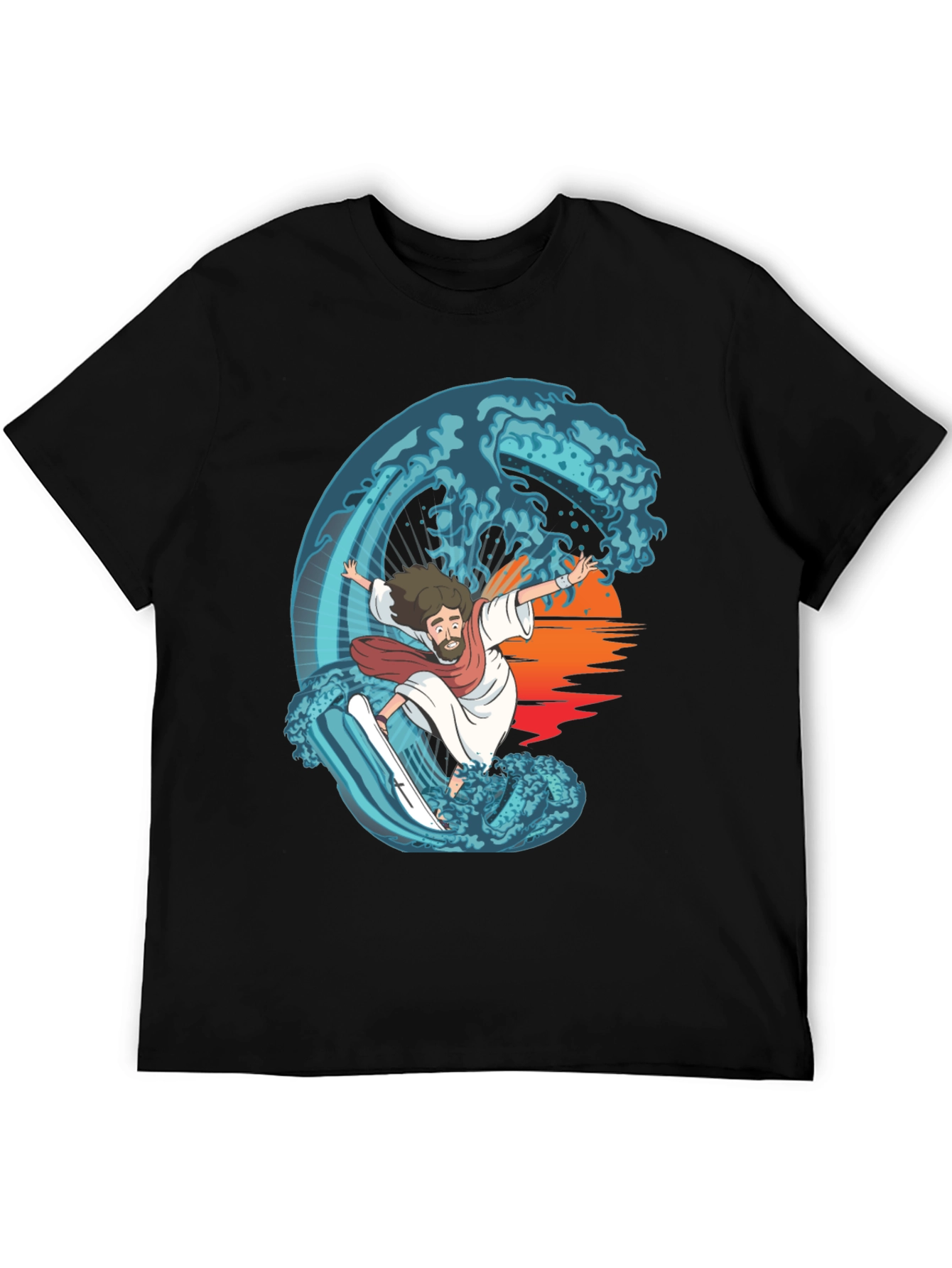 Surfing Jesus Graphic Tee - Ride the Wave!