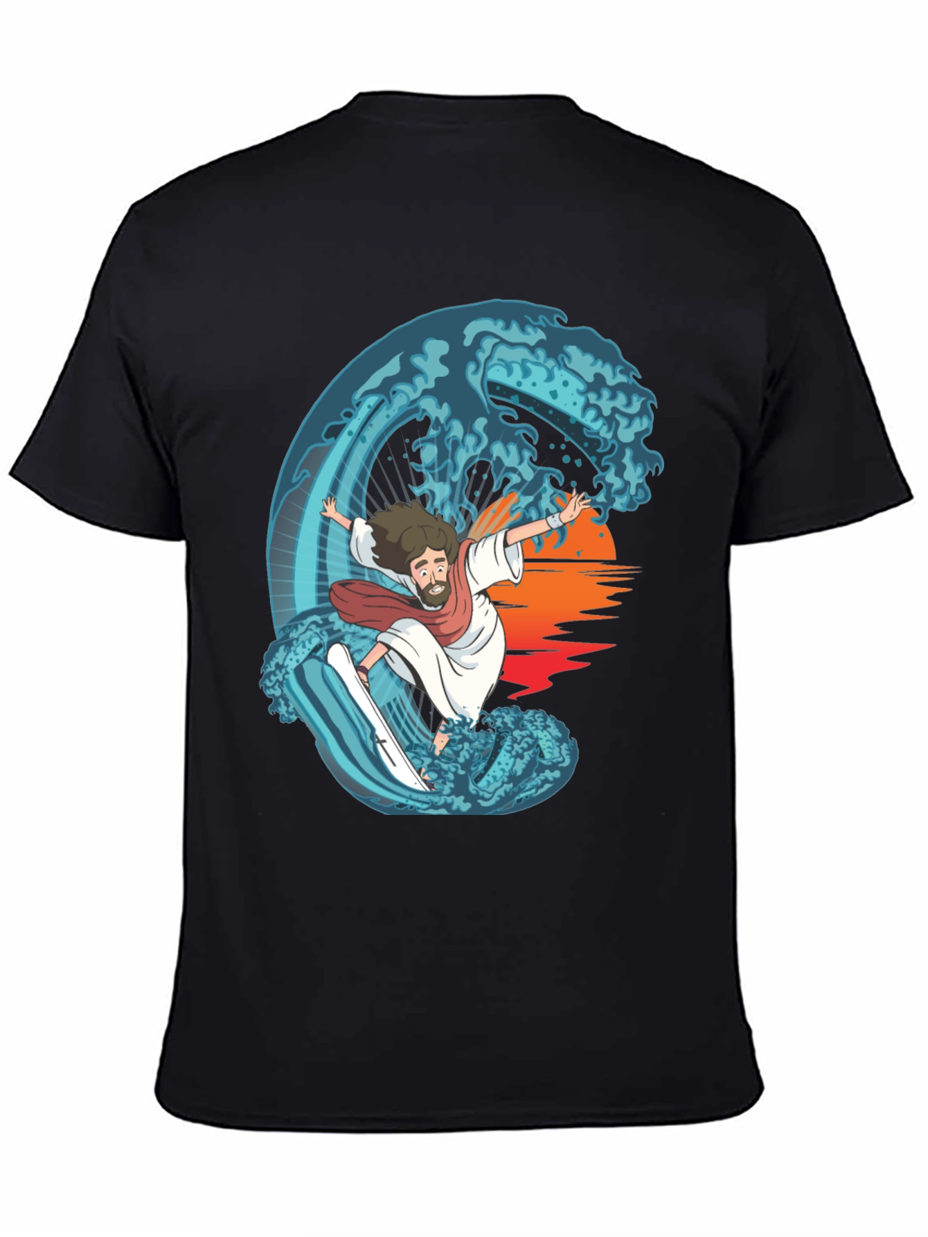 Surfing Jesus Graphic Tee - Ride the Wave!