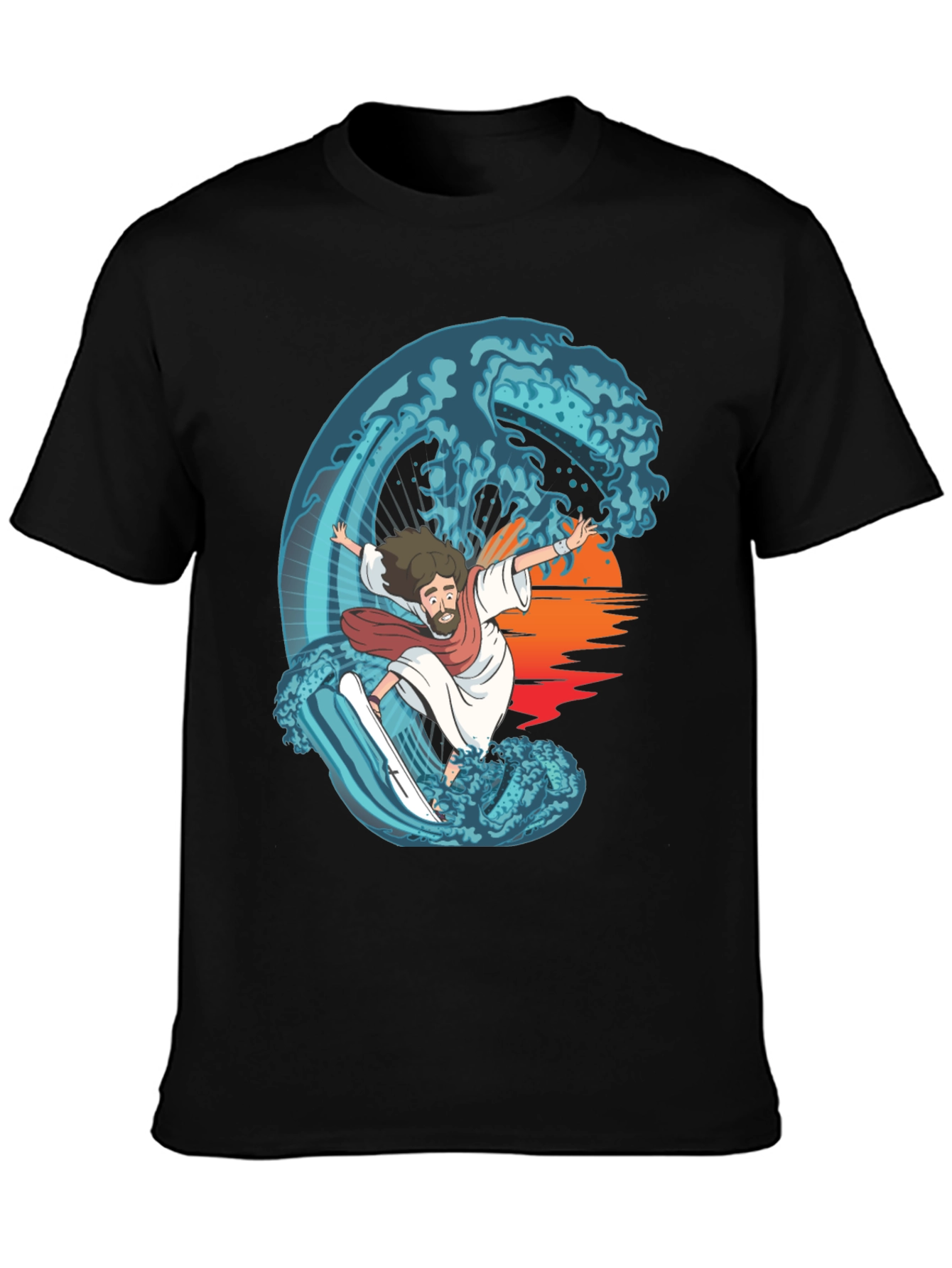 Surfing Jesus Graphic Tee - Ride the Wave!
