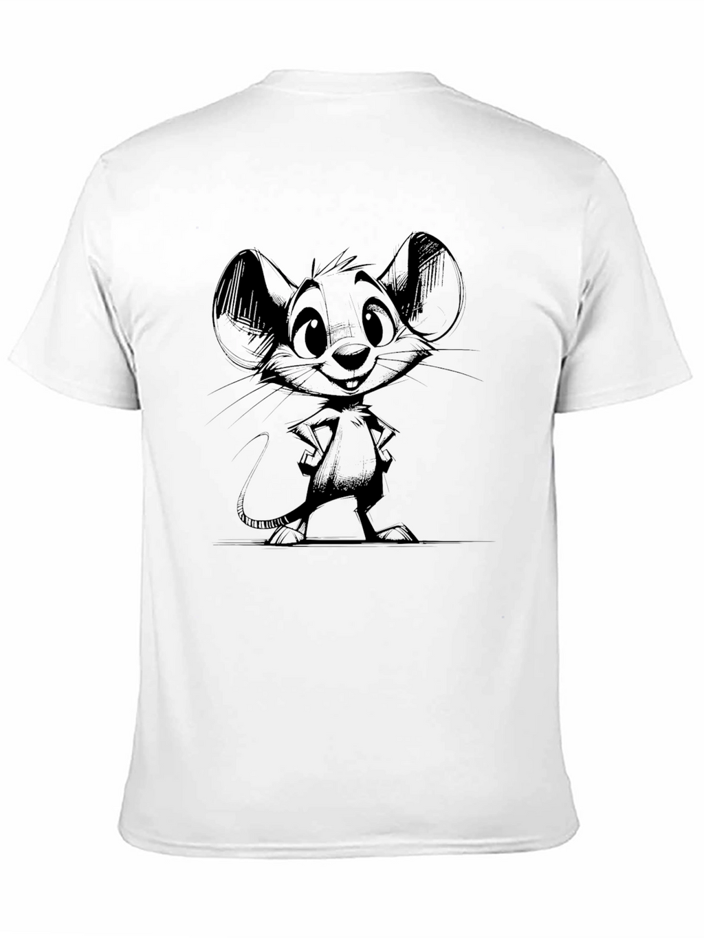 Mouse Sketch Graphic Print Black T-Shirt