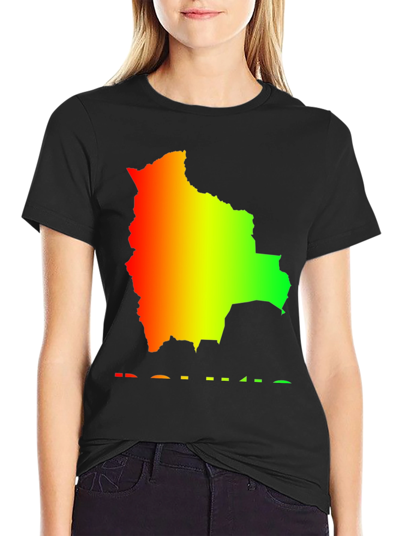 Bolivia Map Rasta Flag Colors T-Shirt