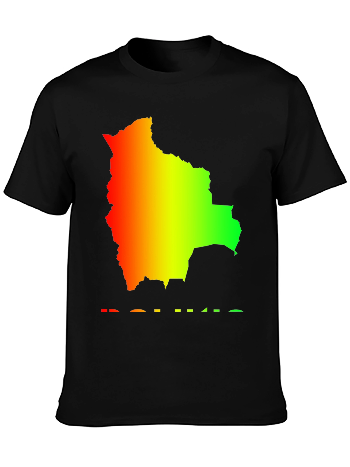 Bolivia Map Rasta Flag Colors T-Shirt
