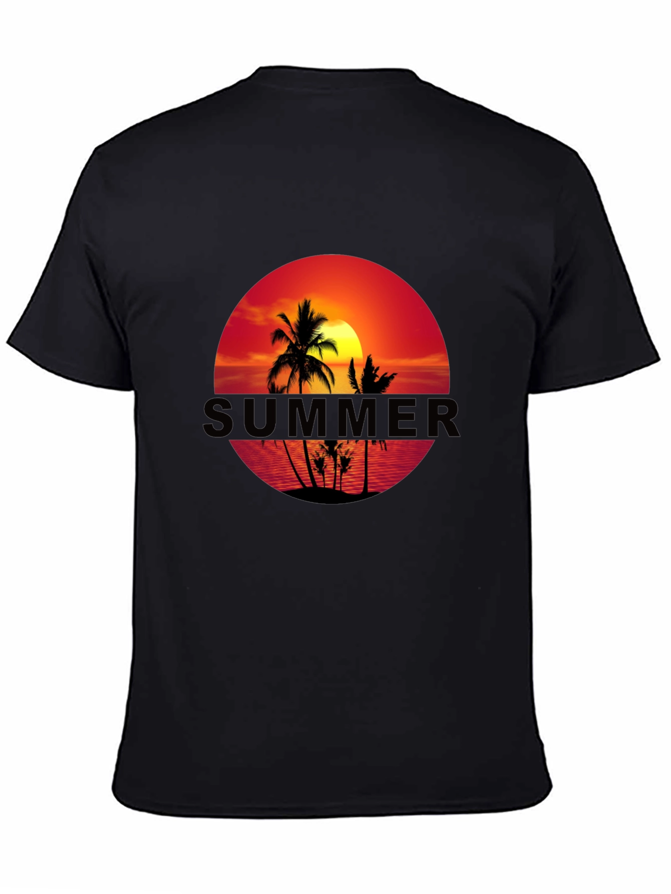 Summer Sunset Graphic Tee - Black Short Sleeve T-Shirt