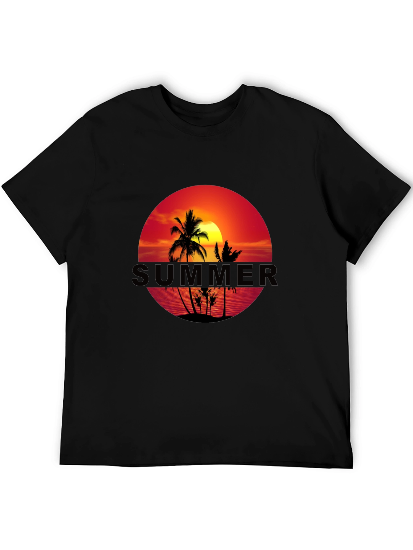 Summer Sunset Graphic Tee - Black Short Sleeve T-Shirt