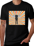 Retro Smiley Angel Wings Graphic Tee - Black