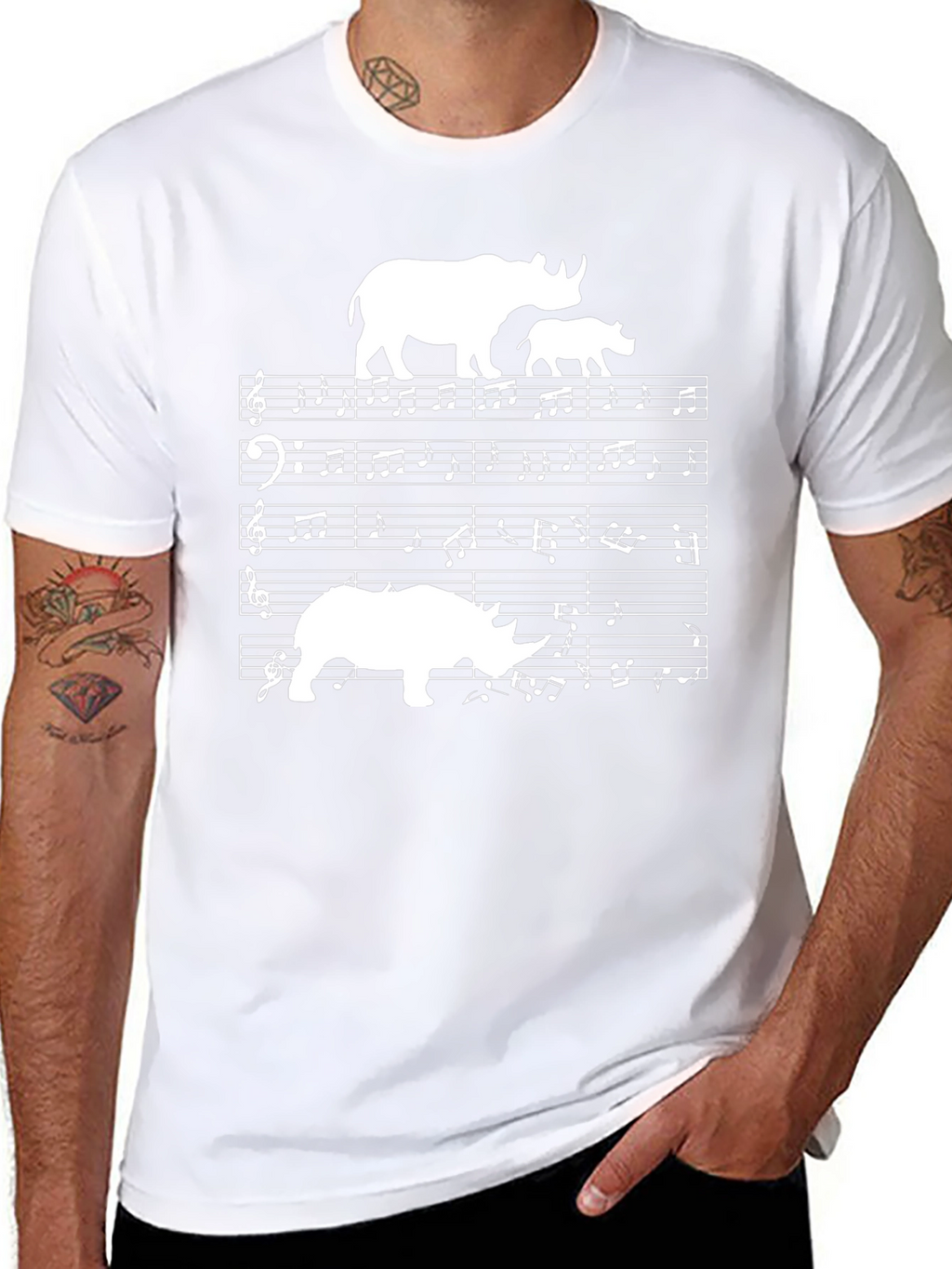Rhino Music T-Shirt - Black Graphic Tee