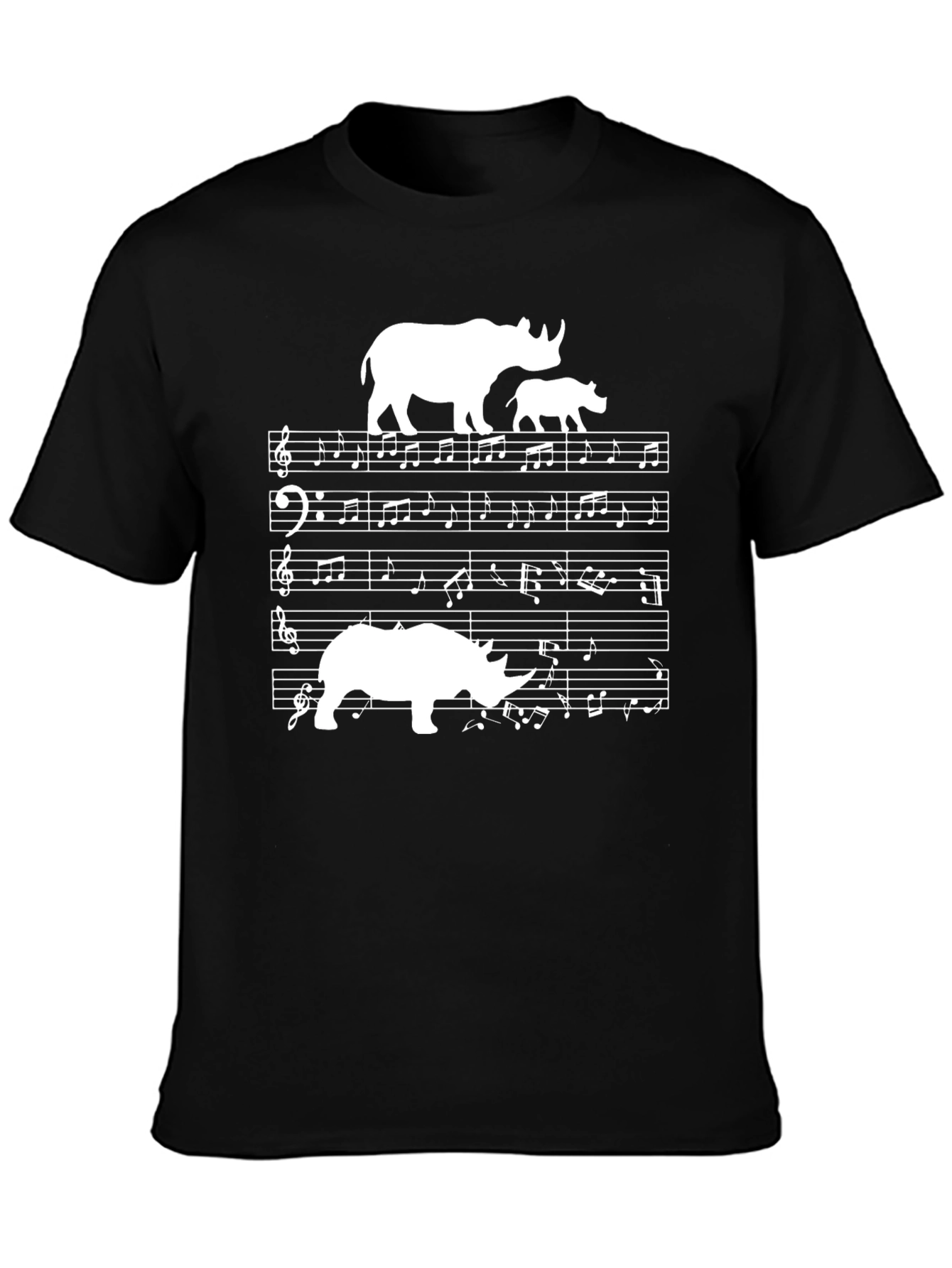 Rhino Music T-Shirt - Black Graphic Tee