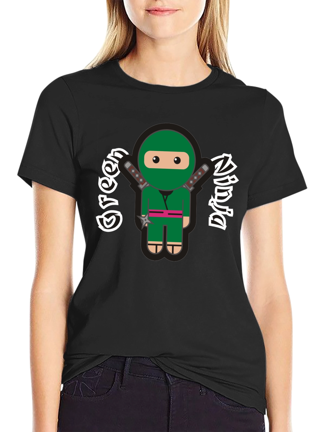 Green Ninja Cartoon Graphic T-Shirt