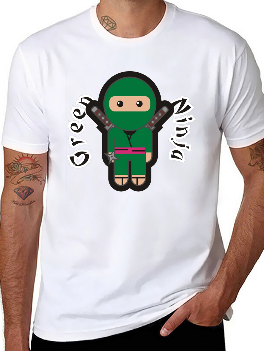 Green Ninja Cartoon Graphic T-Shirt