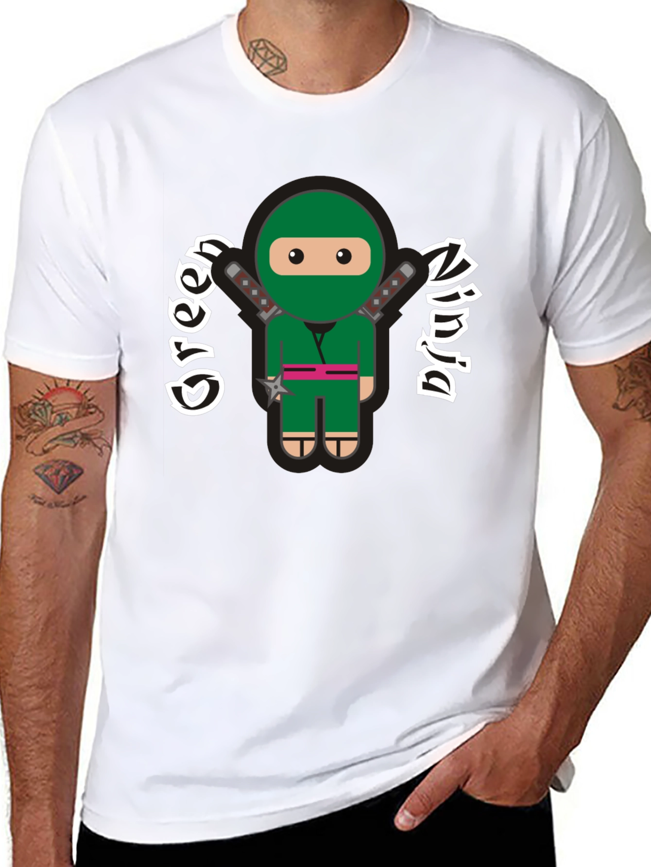 Green Ninja Cartoon Graphic T-Shirt