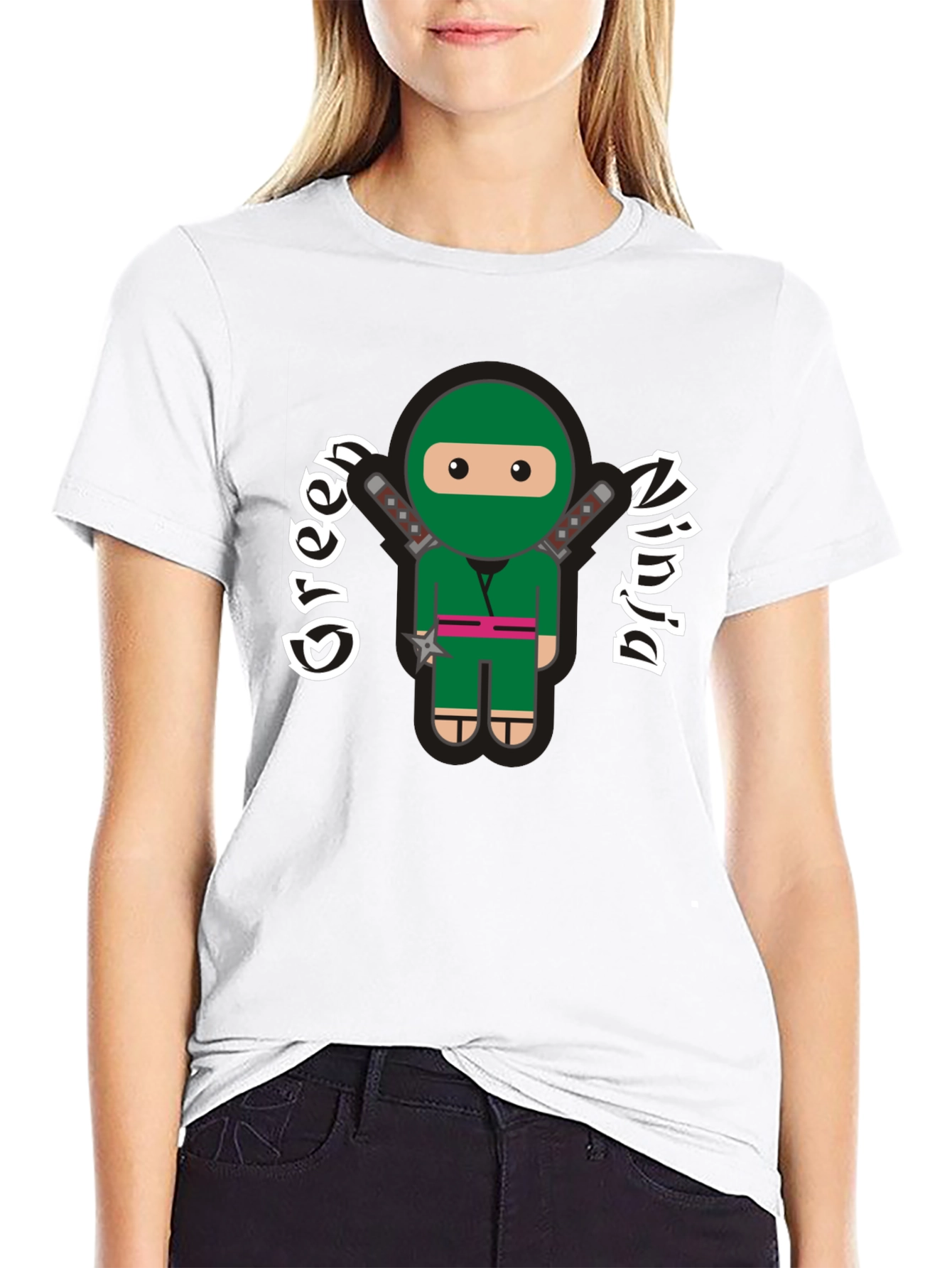 Green Ninja Cartoon Graphic T-Shirt