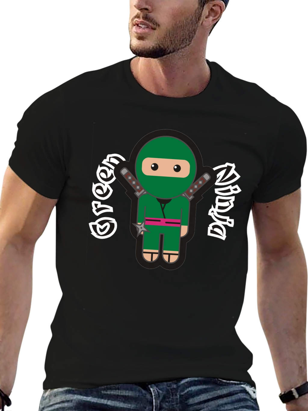 Green Ninja Cartoon Graphic T-Shirt