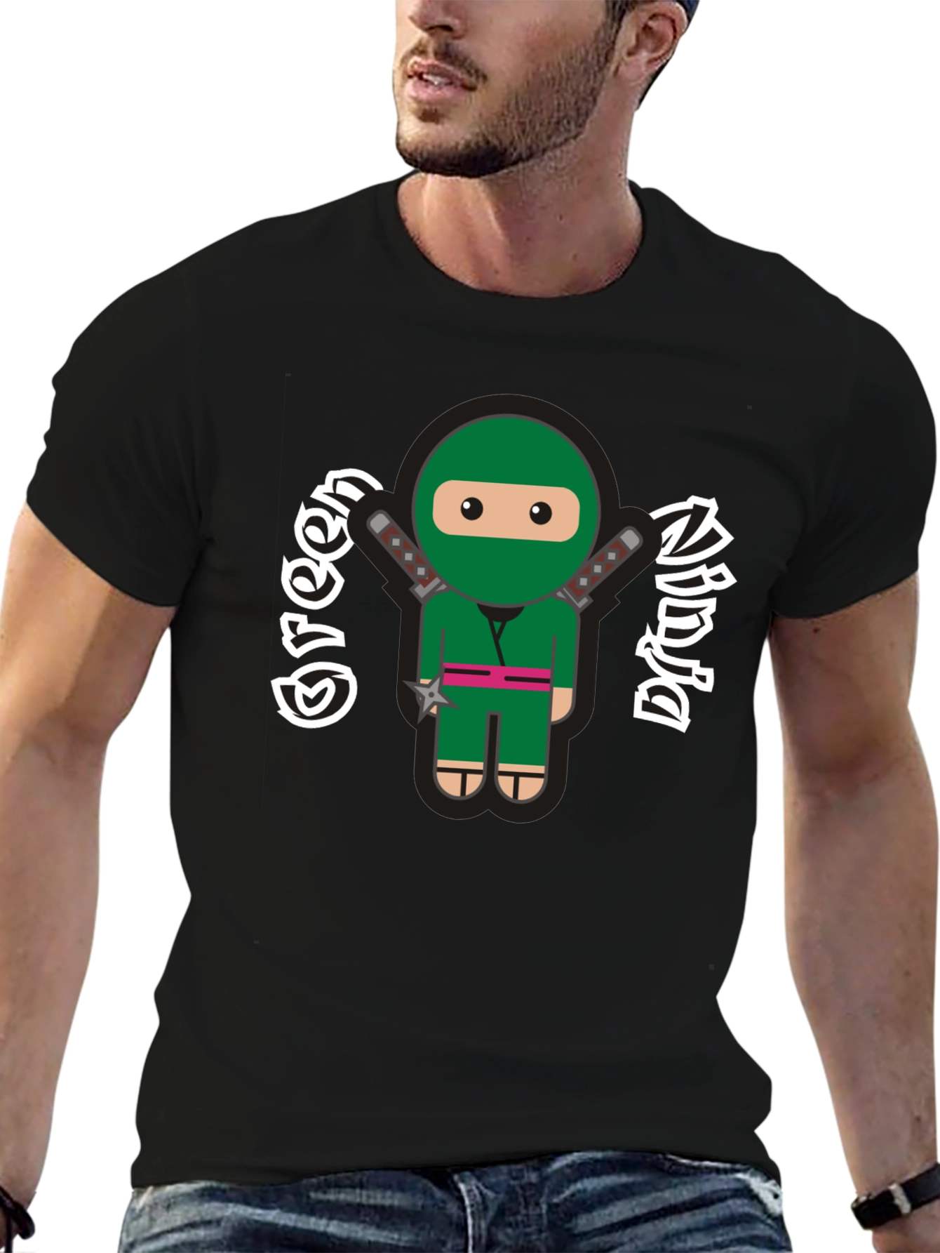 Green Ninja Cartoon Graphic T-Shirt