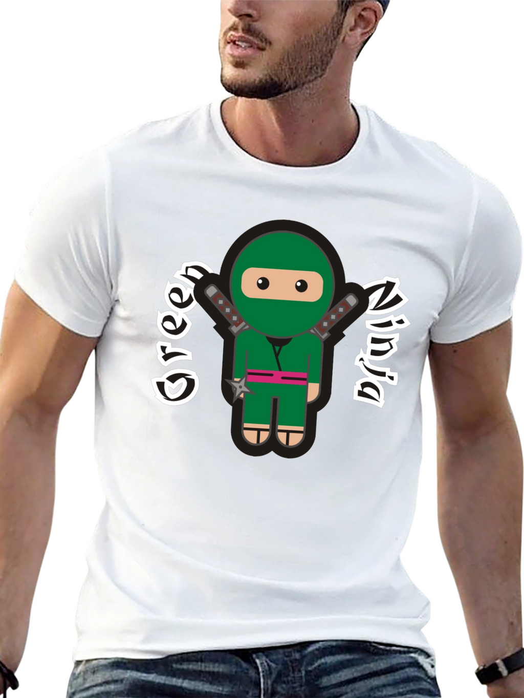 Green Ninja Cartoon Graphic T-Shirt