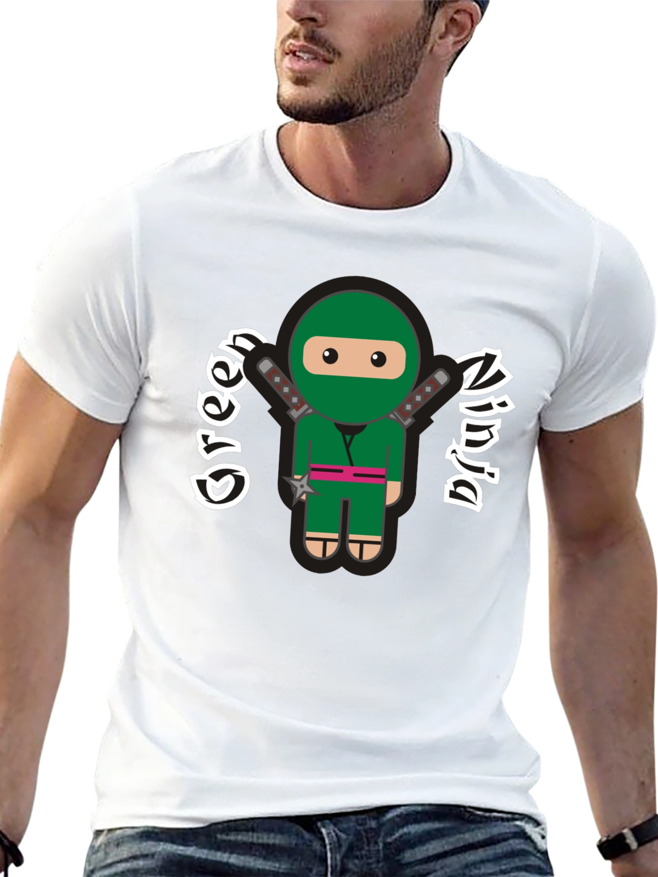 Green Ninja Cartoon Graphic T-Shirt