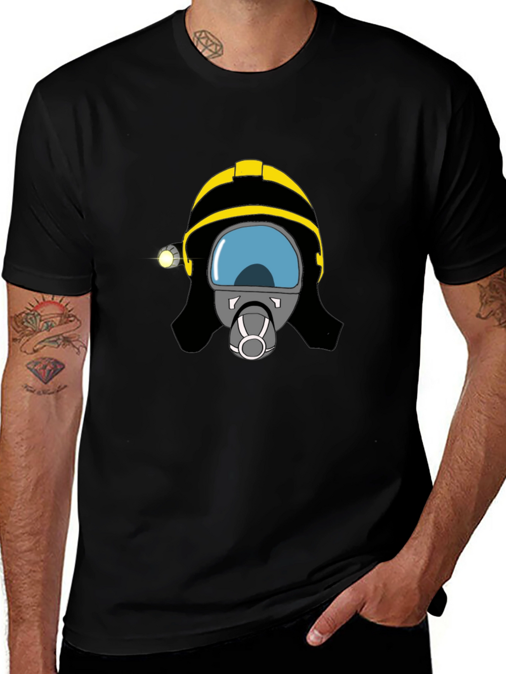 Firefighter Helmet Graphic Tee - Unisex Black T-Shirt