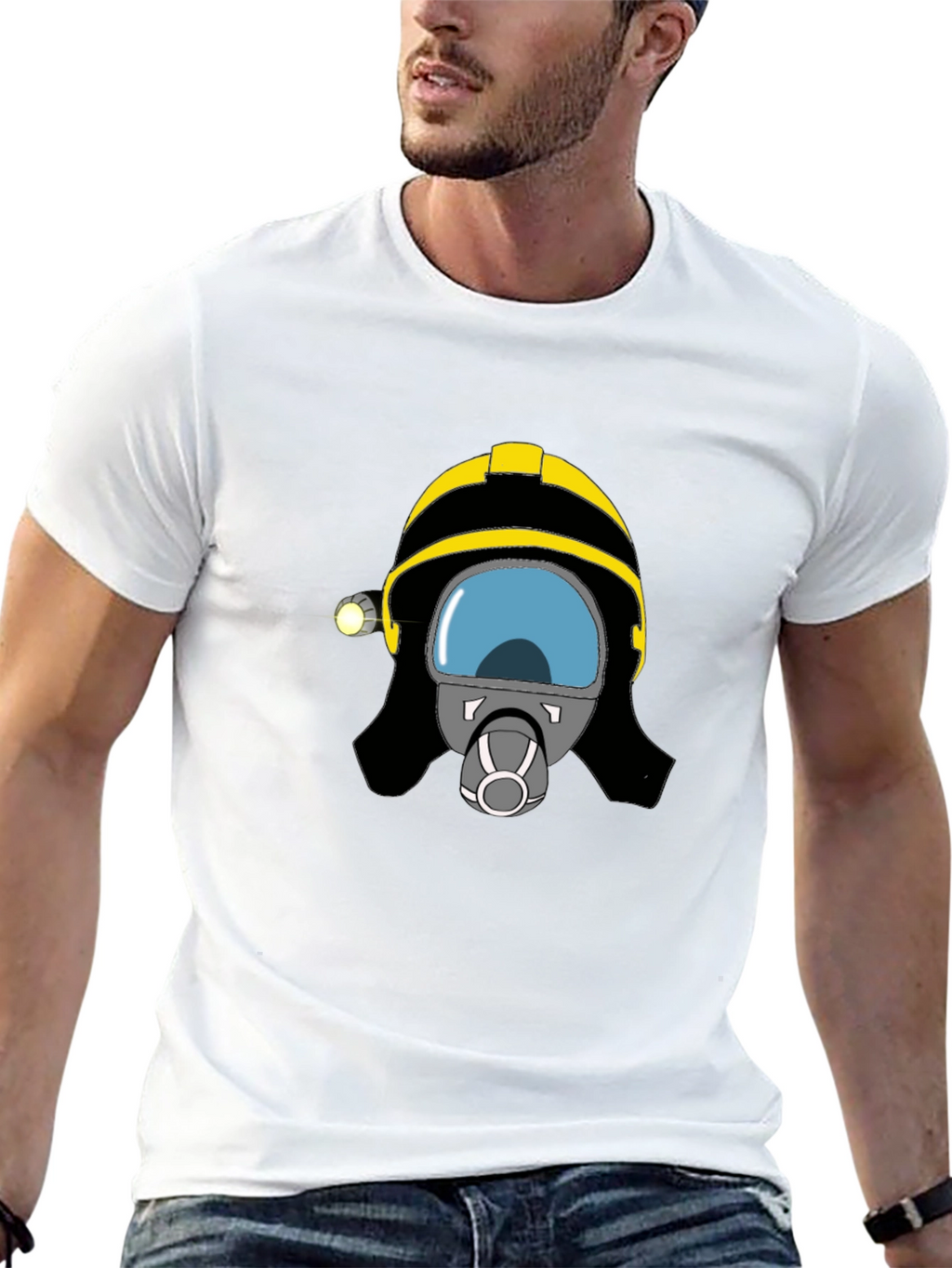 Firefighter Helmet Graphic Tee - Unisex Black T-Shirt