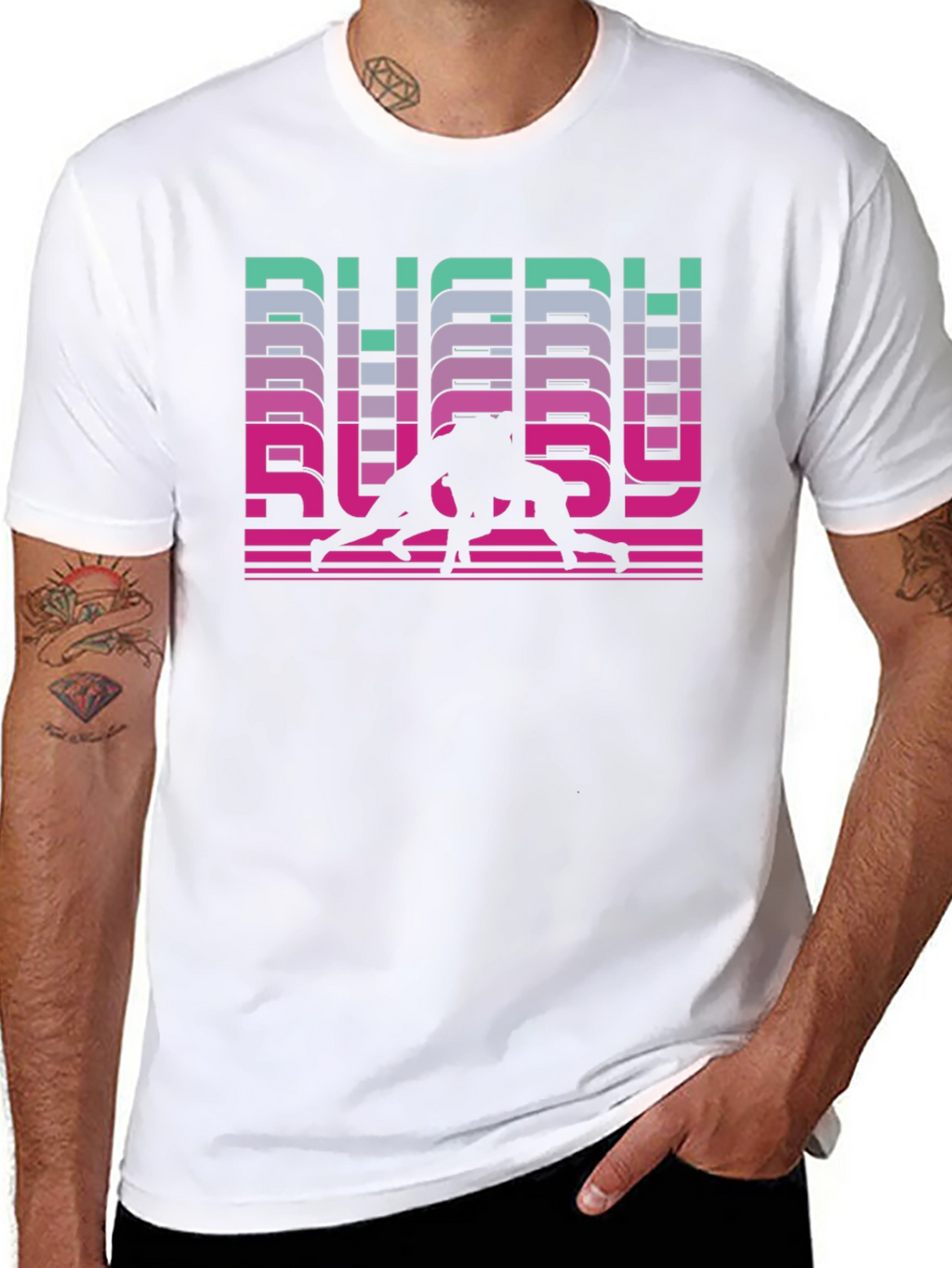 Rugby Retro Graphic T-Shirt - Black
