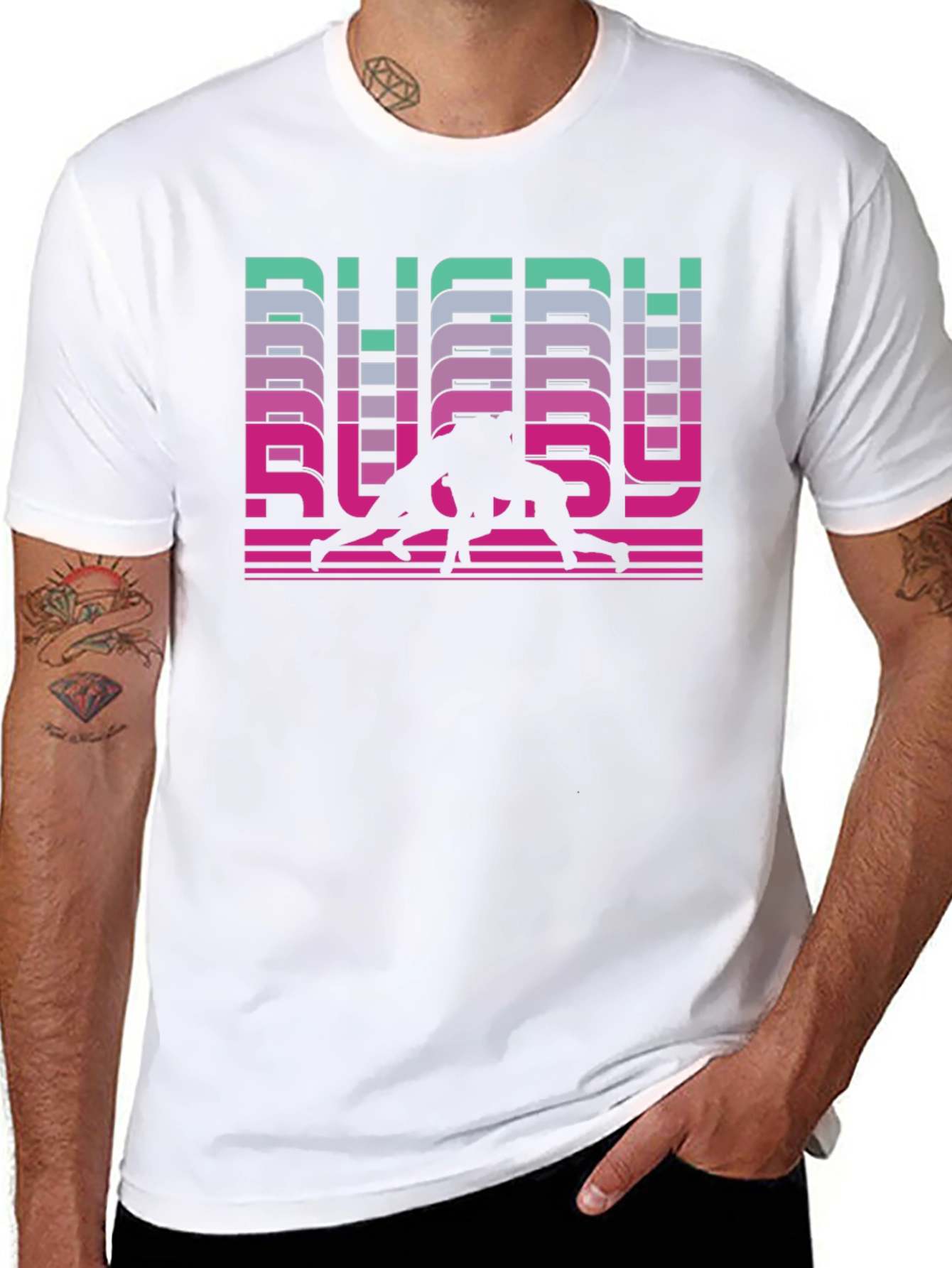 Rugby Retro Graphic T-Shirt - Black