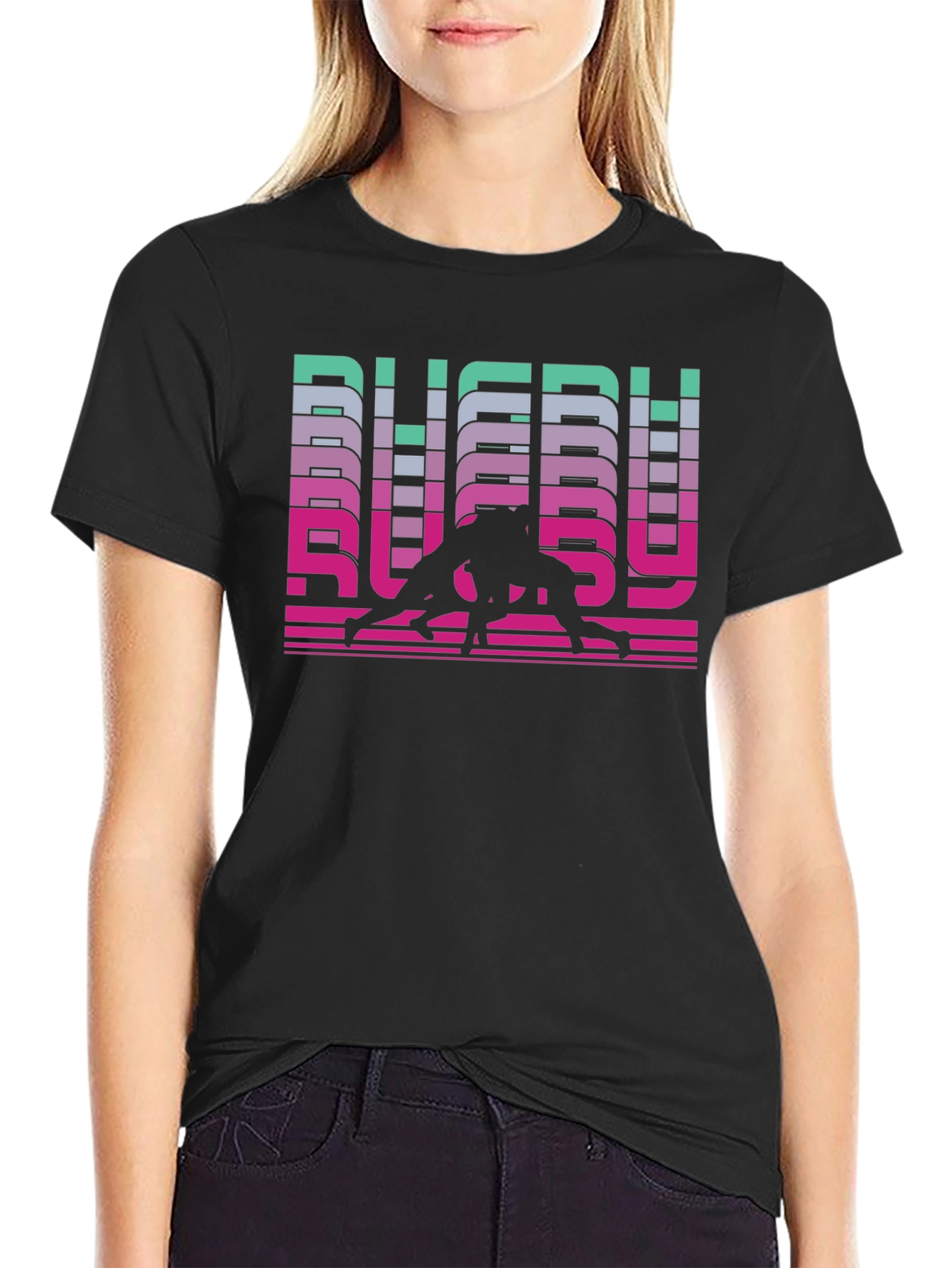 Rugby Retro Graphic T-Shirt - Black