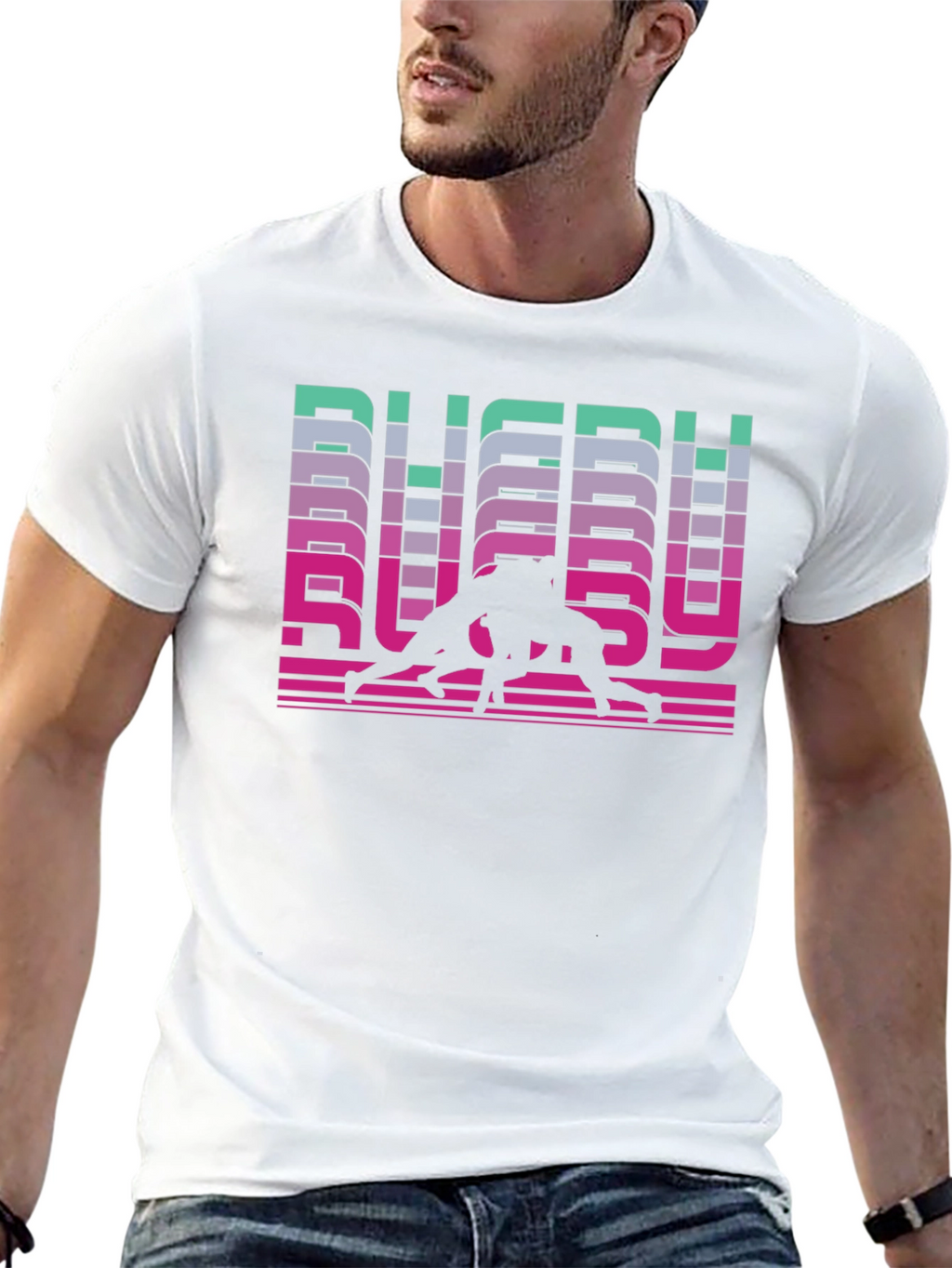 Rugby Retro Graphic T-Shirt - Black