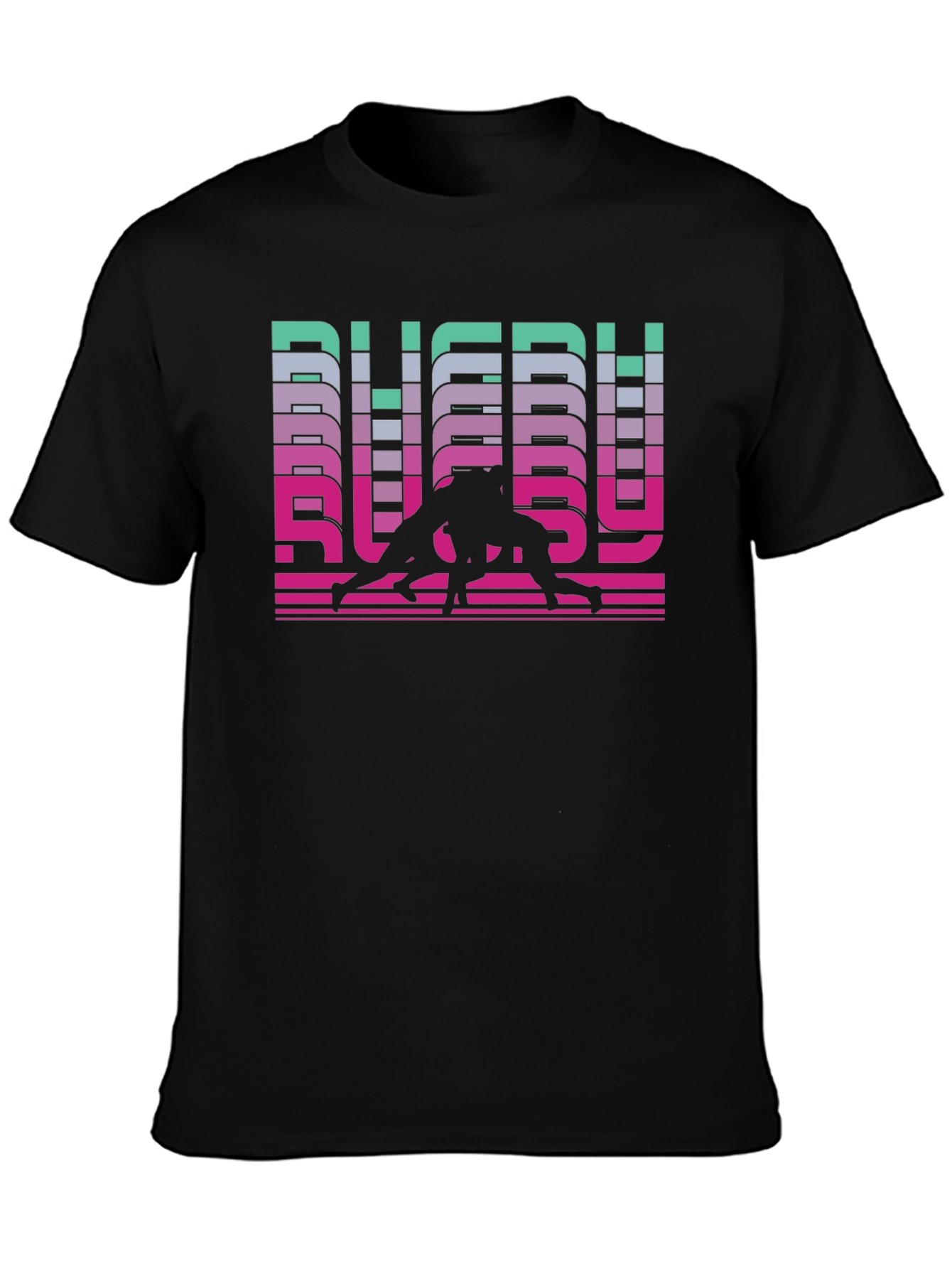 Rugby Retro Graphic T-Shirt - Black
