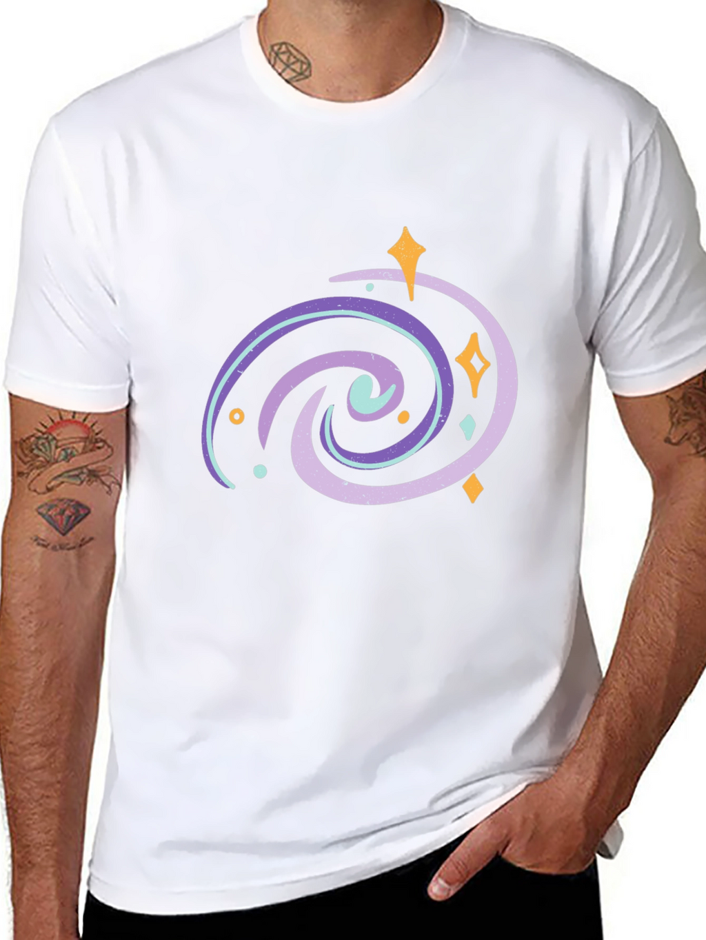 Galaxy Swirl Graphic Tee - Black Casual T-Shirt