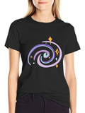 Galaxy Swirl Graphic Tee - Black Casual T-Shirt