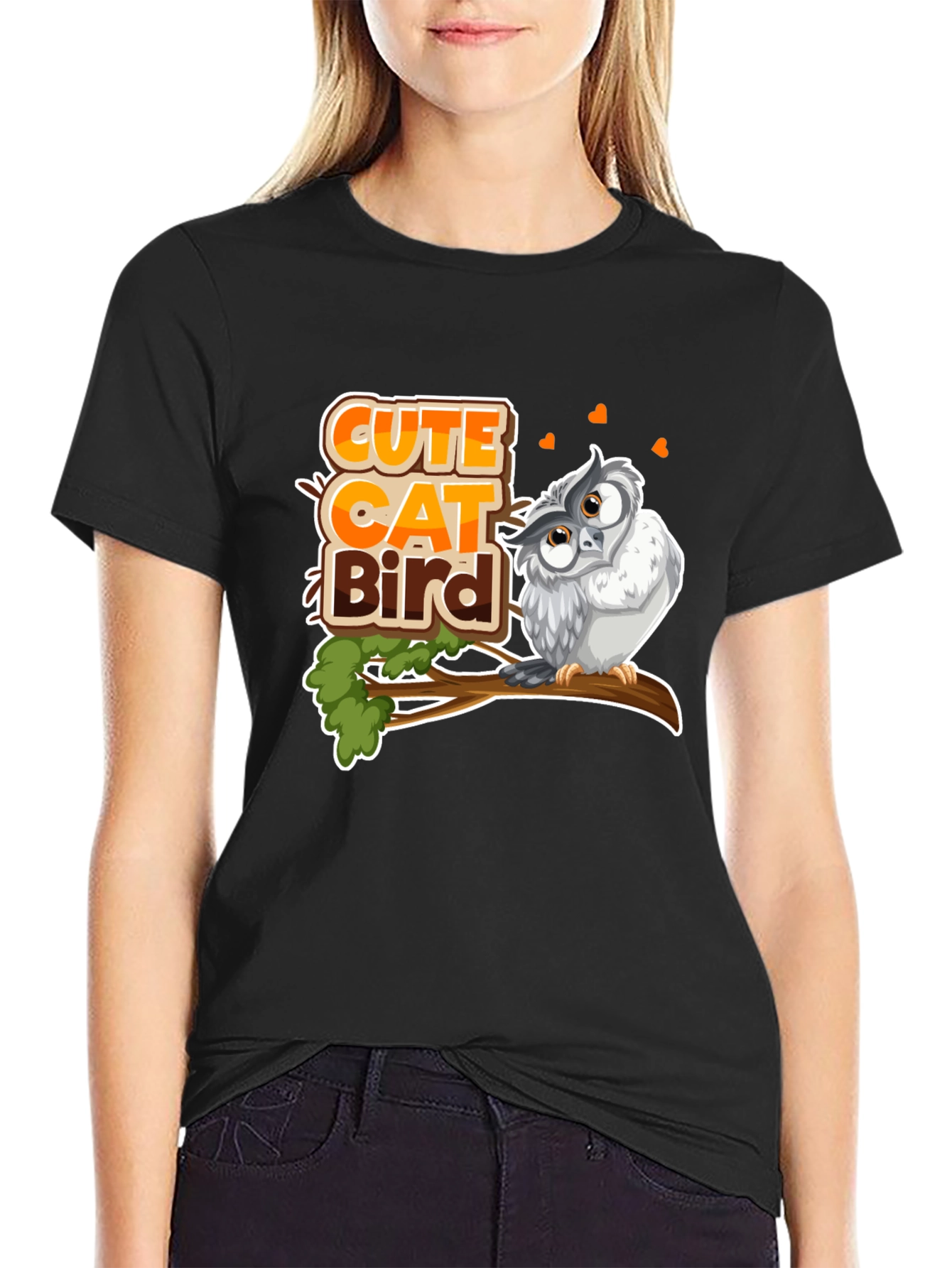 Cute Cat Bird Owl T-Shirt