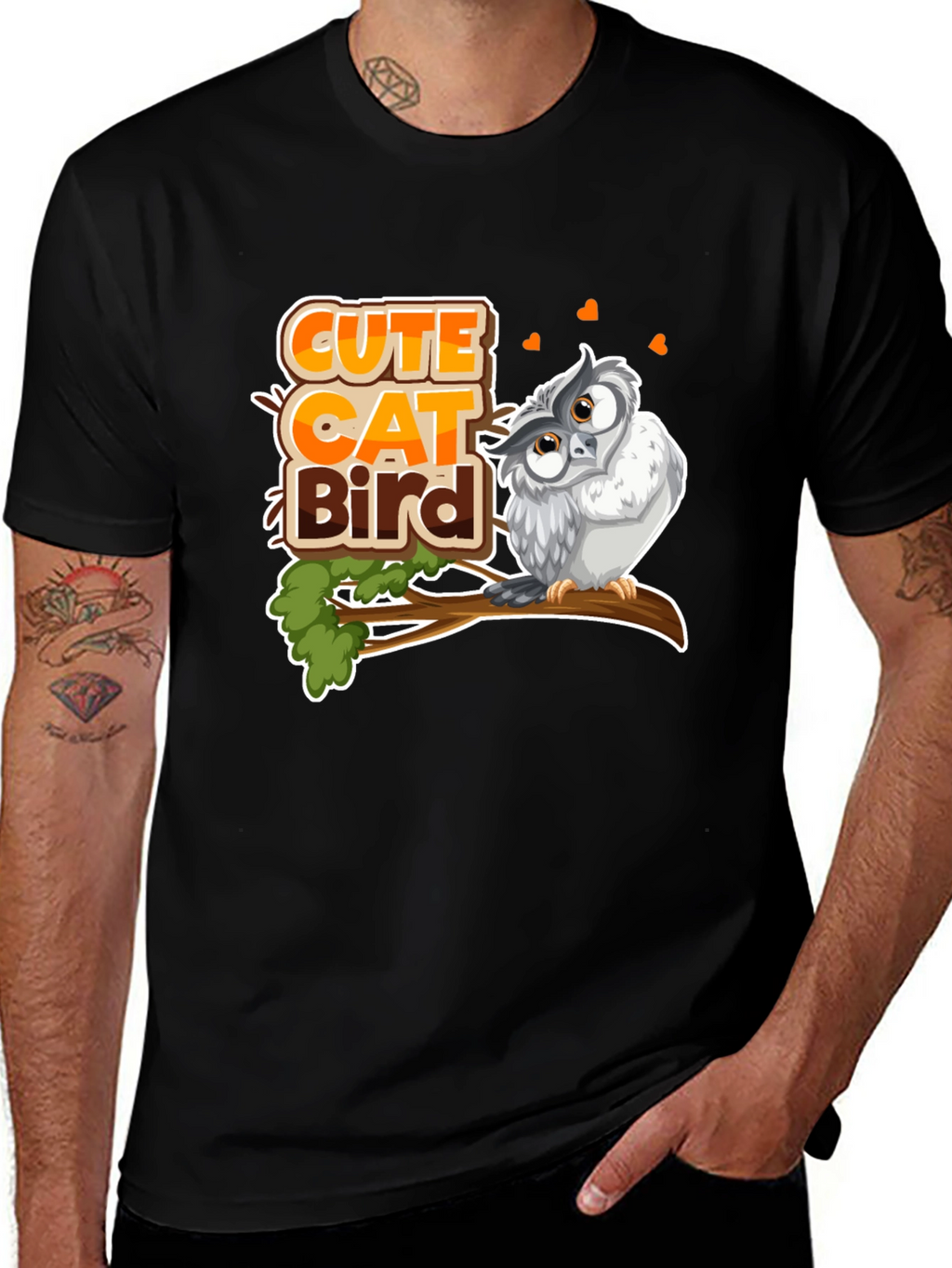 Cute Cat Bird Owl T-Shirt