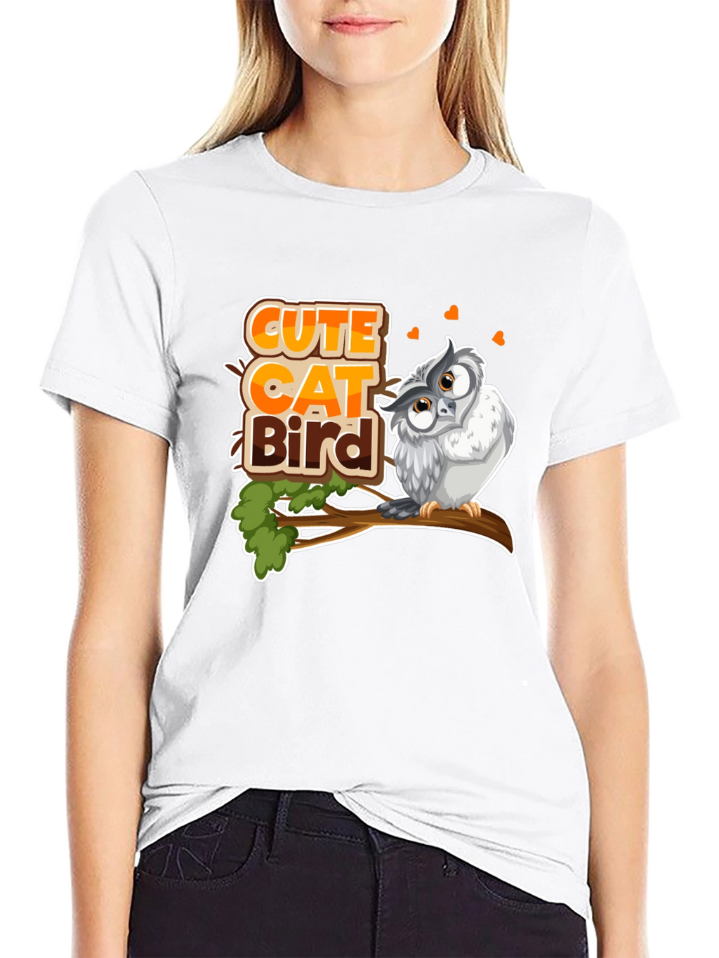 Cute Cat Bird Owl T-Shirt