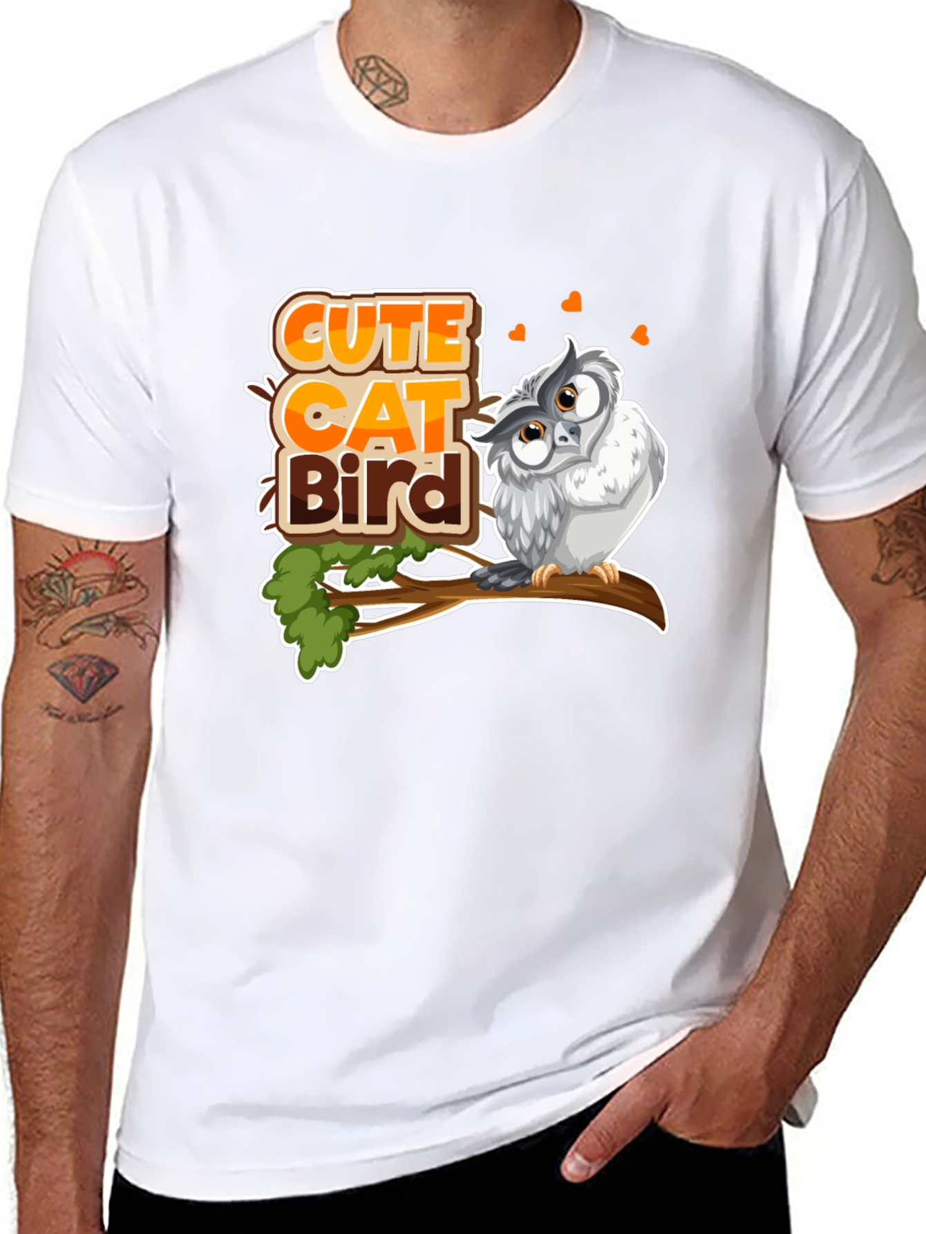 Cute Cat Bird Owl T-Shirt