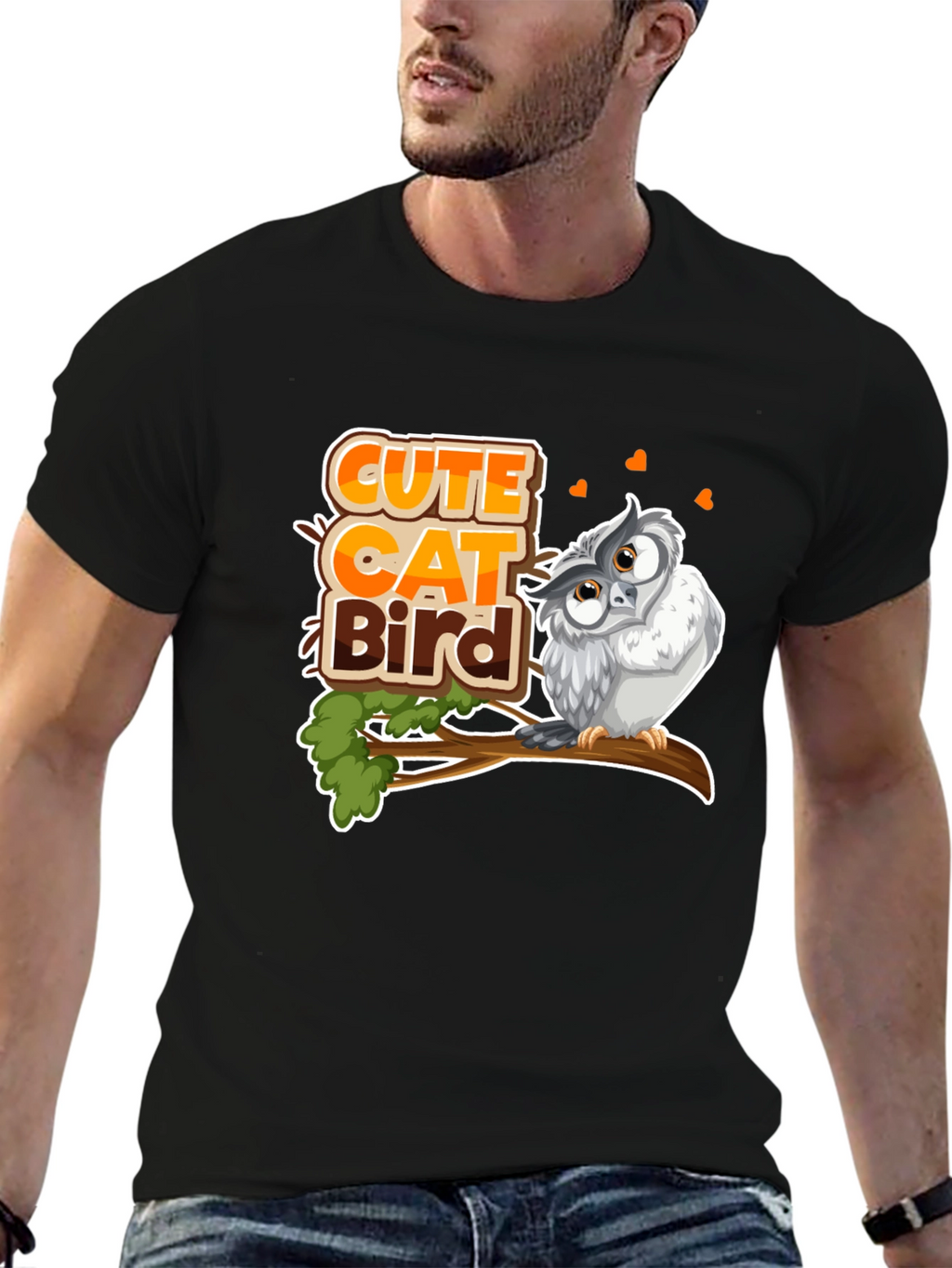 Cute Cat Bird Owl T-Shirt
