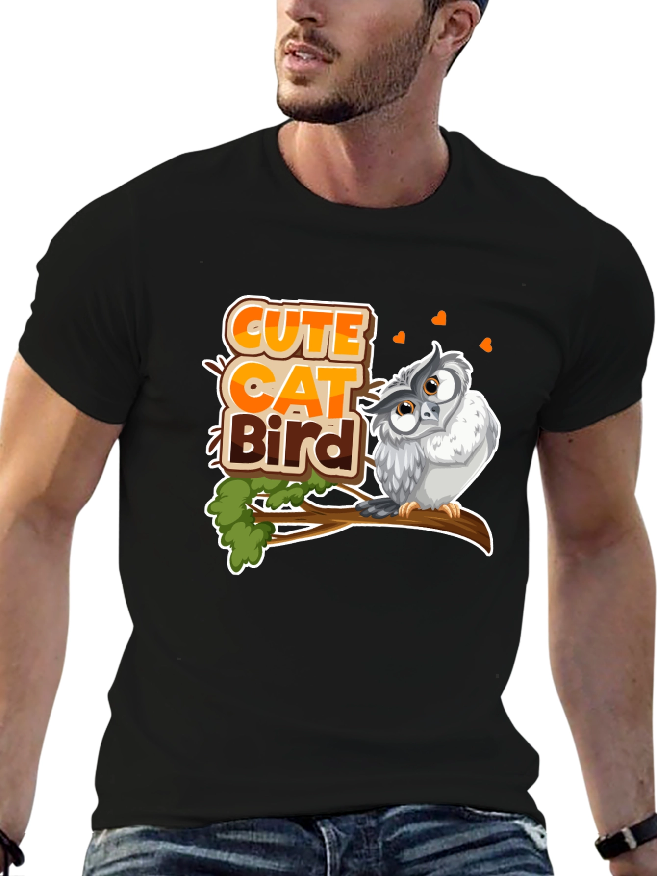 Cute Cat Bird Owl T-Shirt