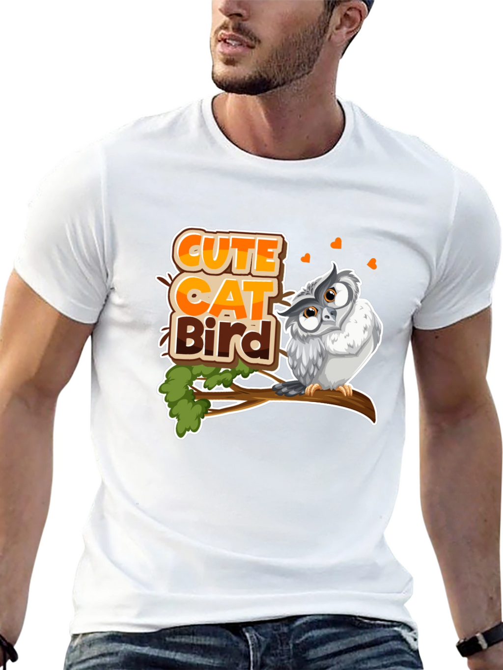 Cute Cat Bird Owl T-Shirt
