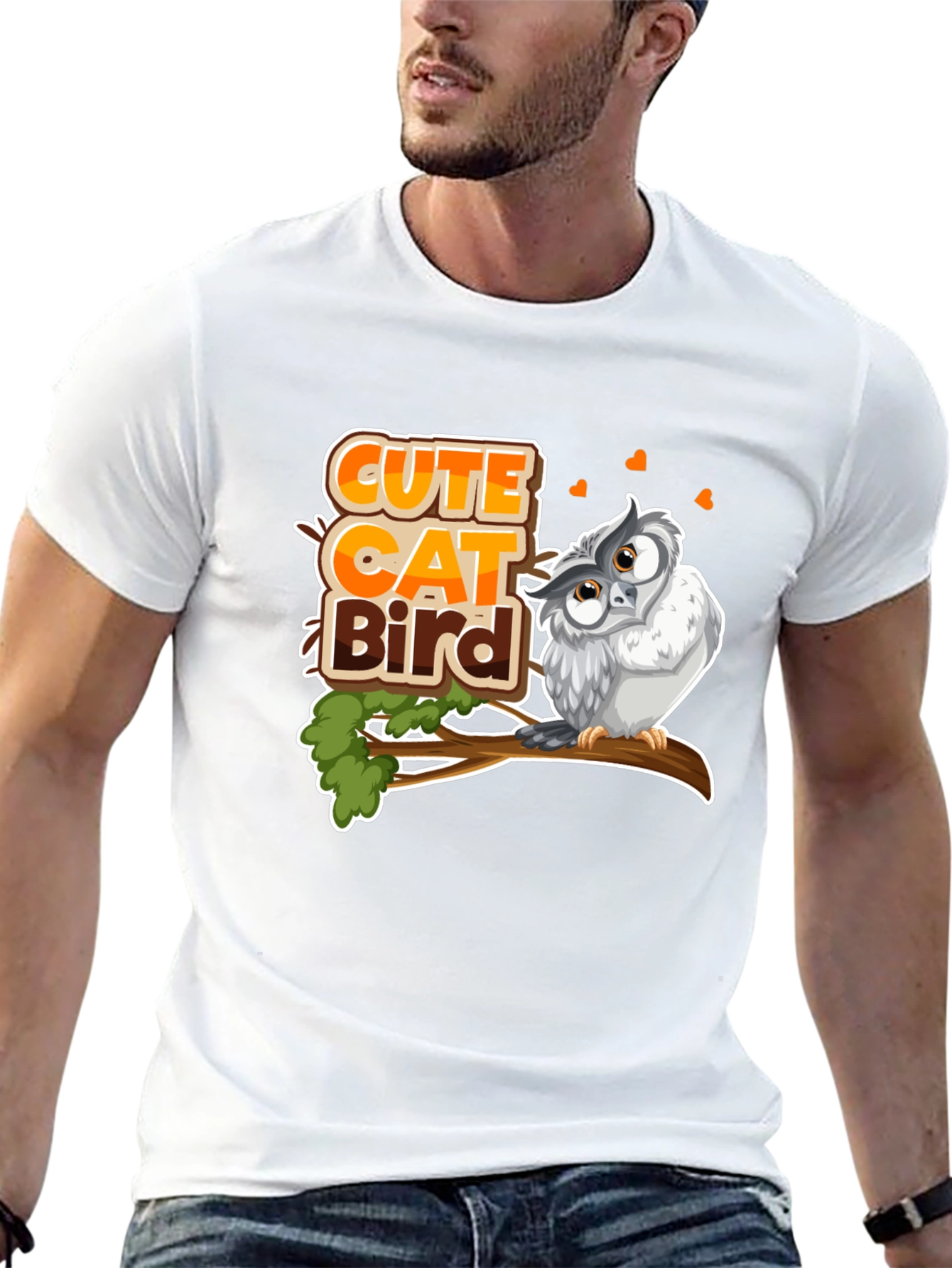 Cute Cat Bird Owl T-Shirt