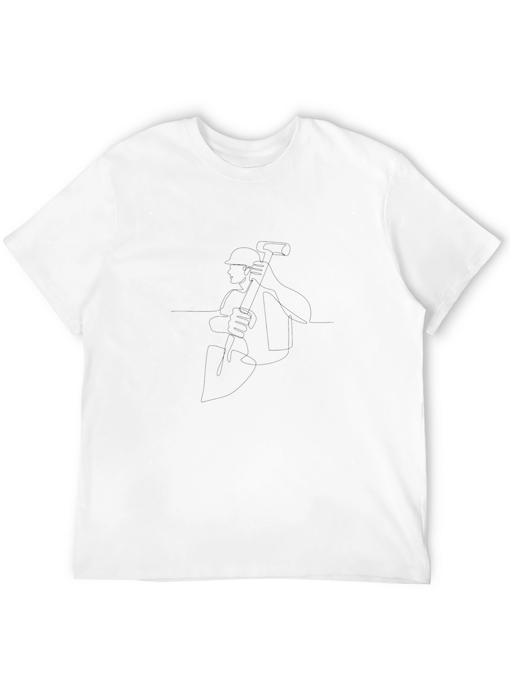 Mens Black Graphic Tee - Continuous Line Miner
