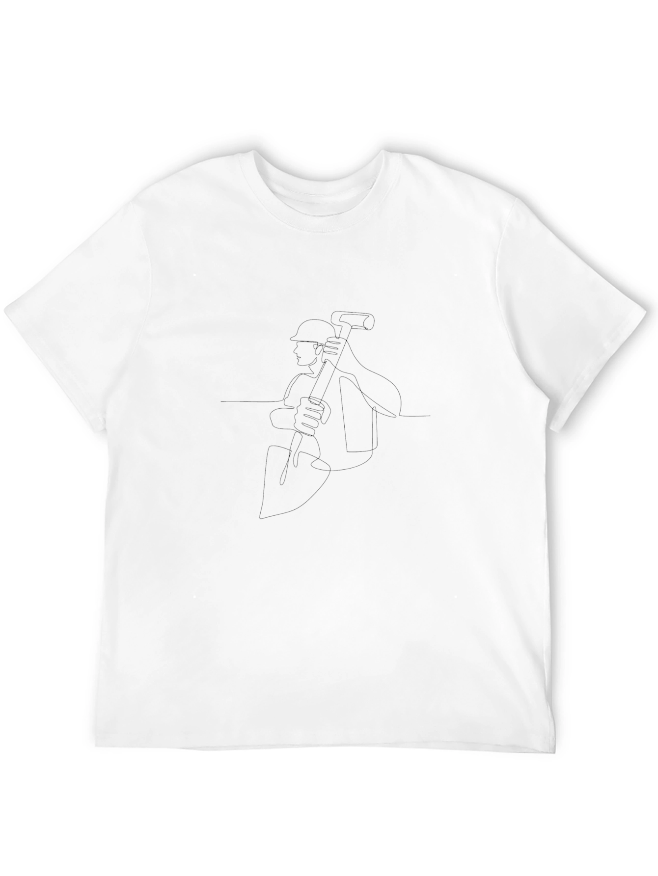 Mens Black Graphic Tee - Continuous Line Miner