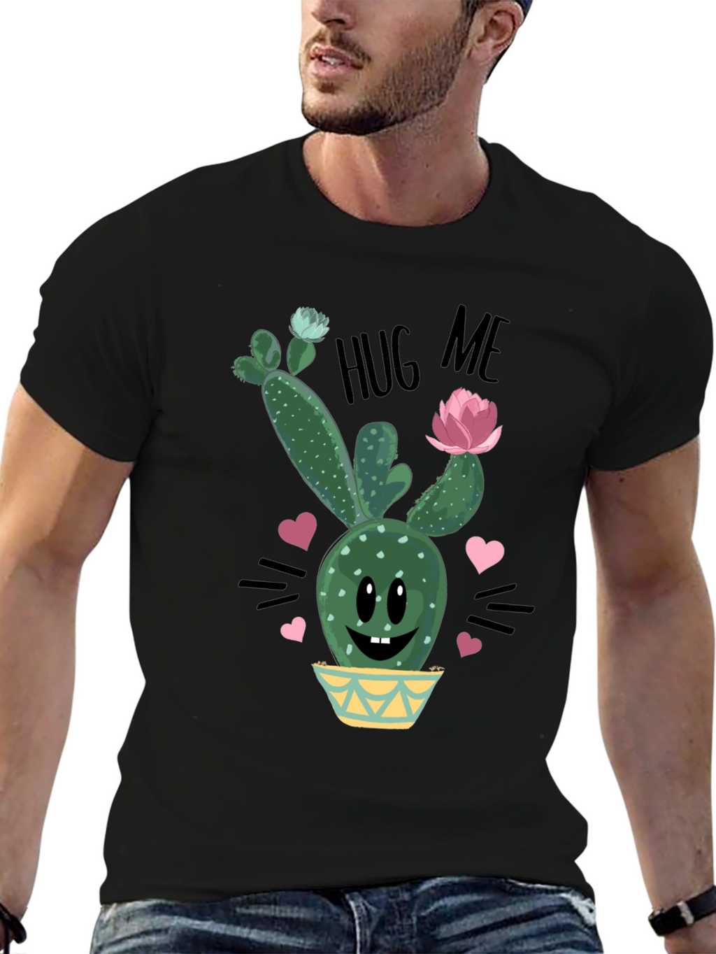 Cute Cactus Hug Me Graphic T-Shirt