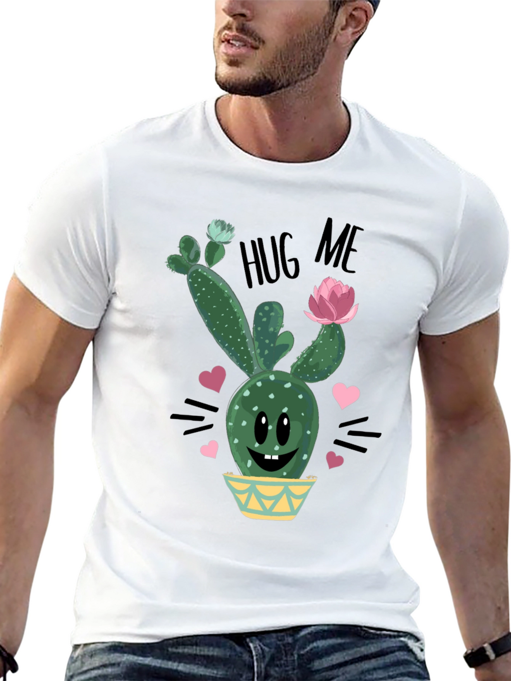 Cute Cactus Hug Me Graphic T-Shirt