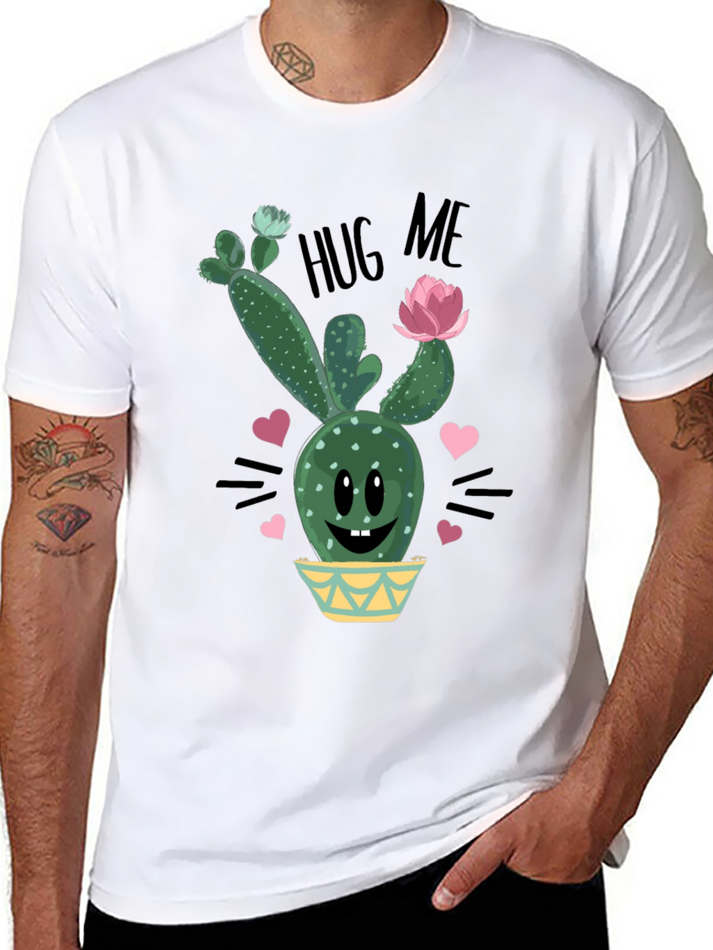 Cute Cactus Hug Me Graphic T-Shirt