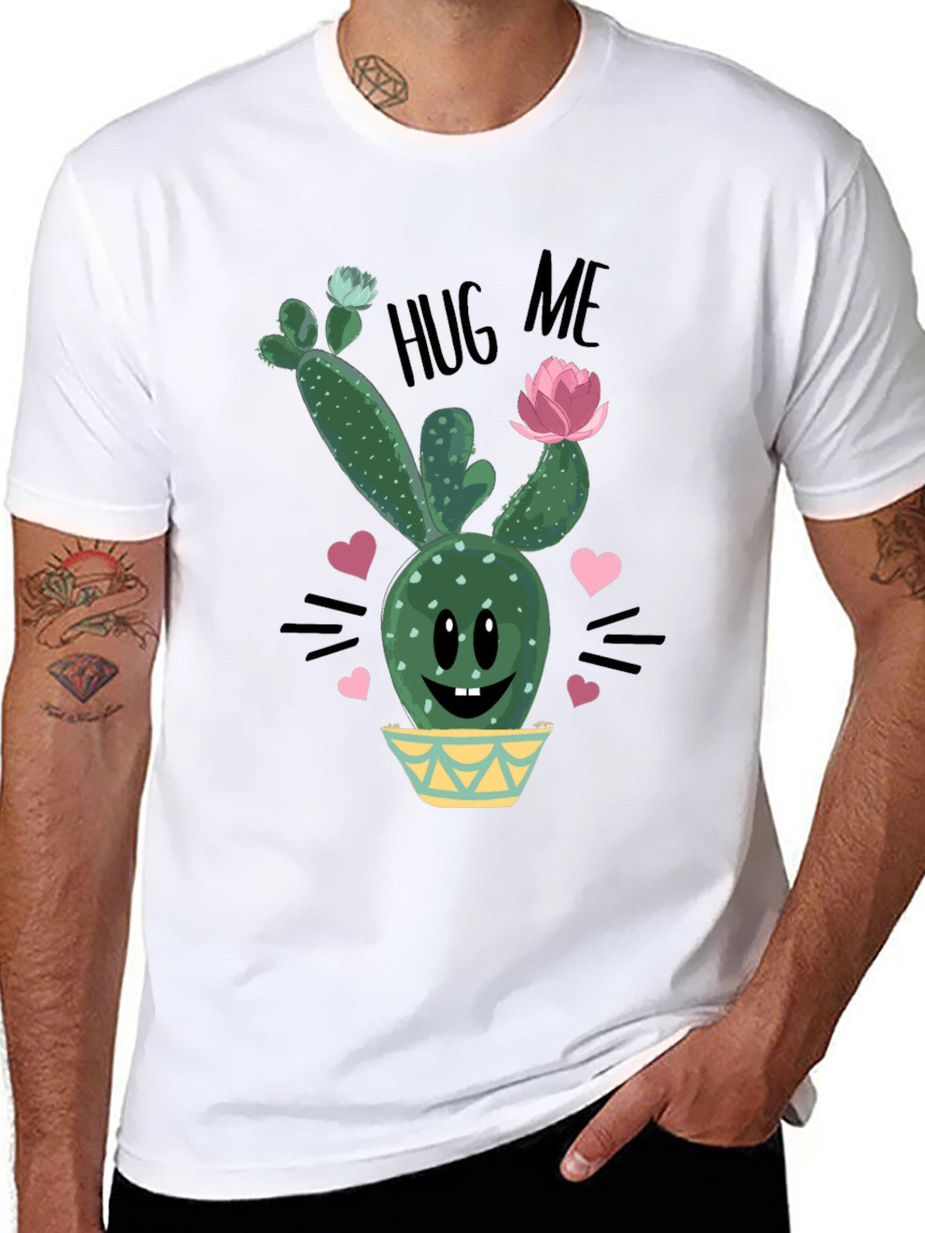 Cute Cactus Hug Me Graphic T-Shirt