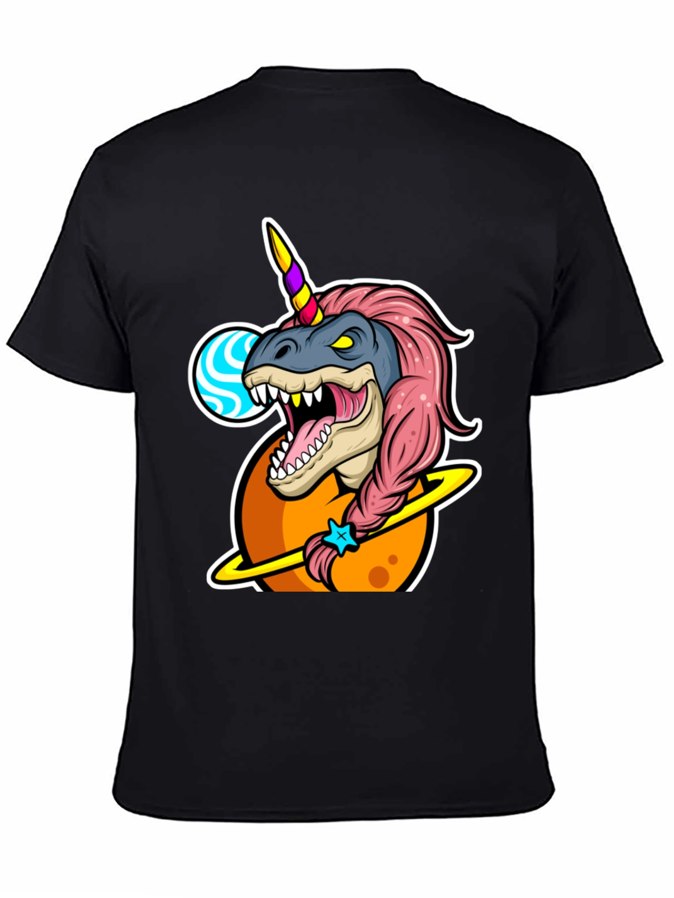 Dino Unicorn T-Shirt - Black Cotton Blend