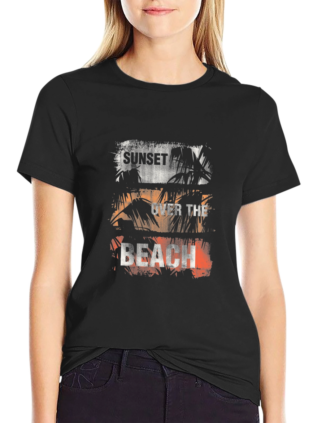 Sunset Over The Beach Graphic Tee - Black
