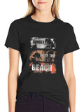 Sunset Over The Beach Graphic Tee - Black