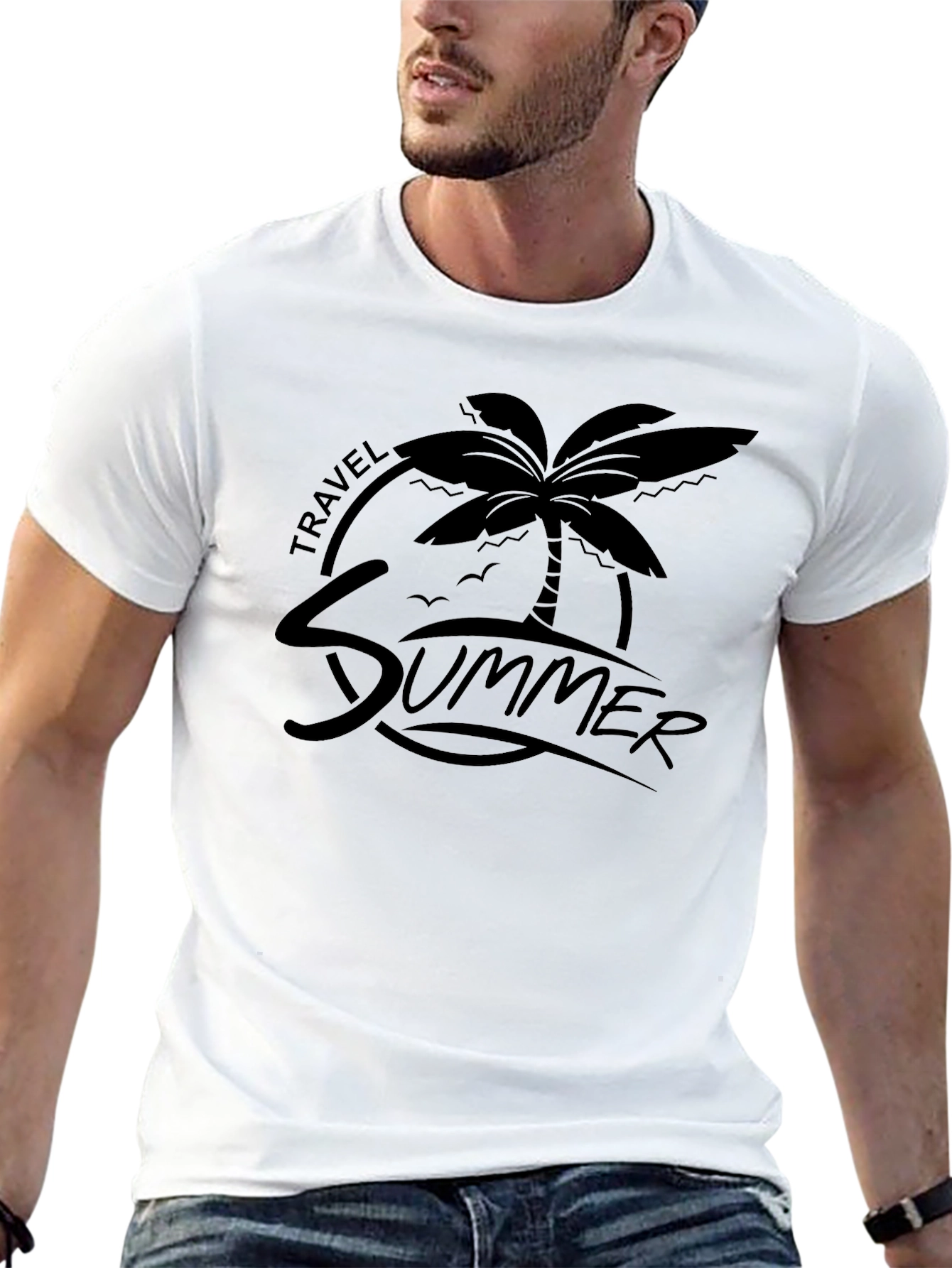Summer Travel Palm Graphic Tee - Relaxed Fit
